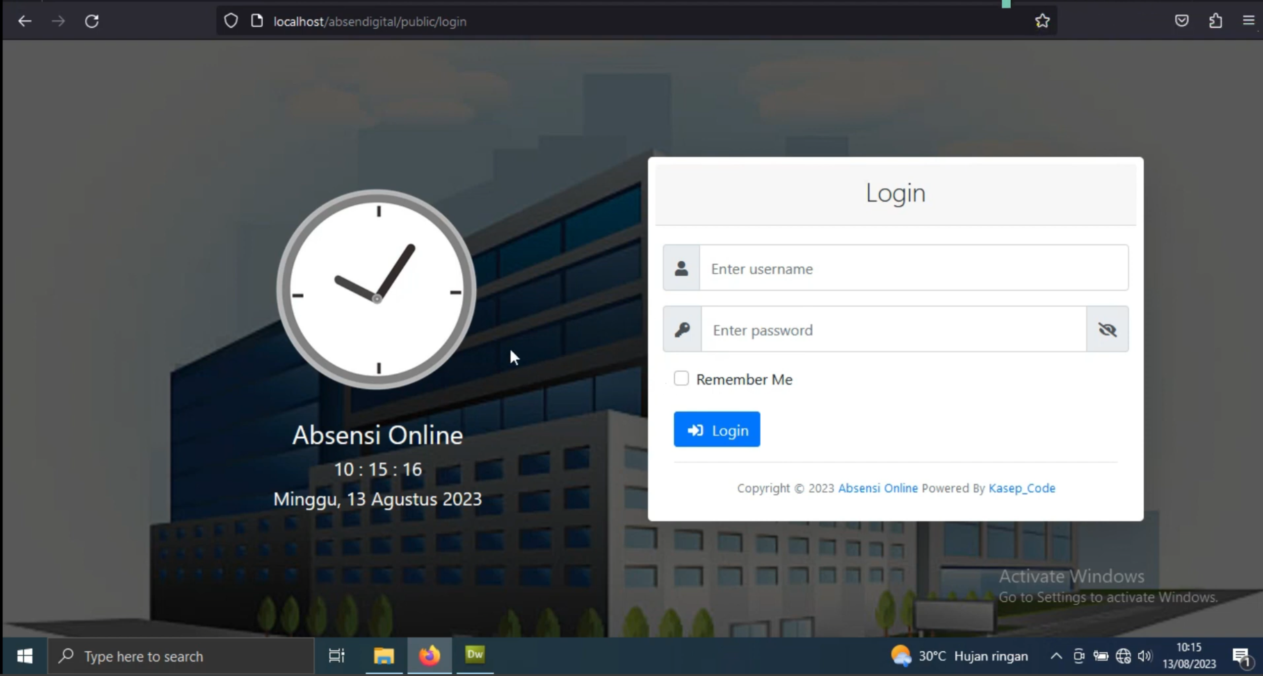 Source Code Aplikasi Absensi Barcode CodeIgniter Framework CI PHP