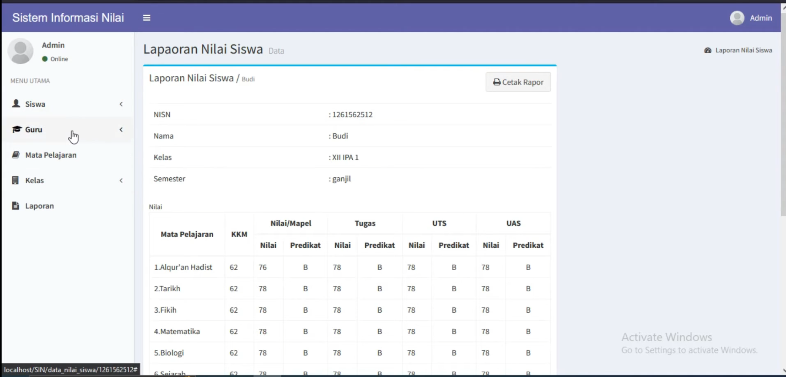 Source Code Aplikasi Pengelolaan Nilai Siswa Online CodeIgniter | Raport Online | Sistem Nilai Siswa