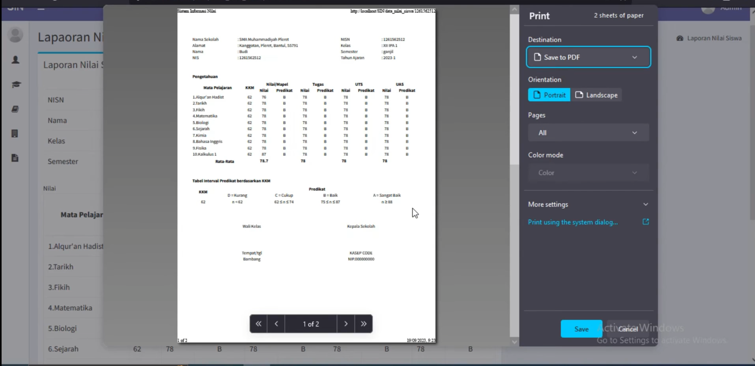 Source Code Aplikasi Pengelolaan Nilai Siswa Online CodeIgniter | Raport Online | Sistem Nilai Siswa