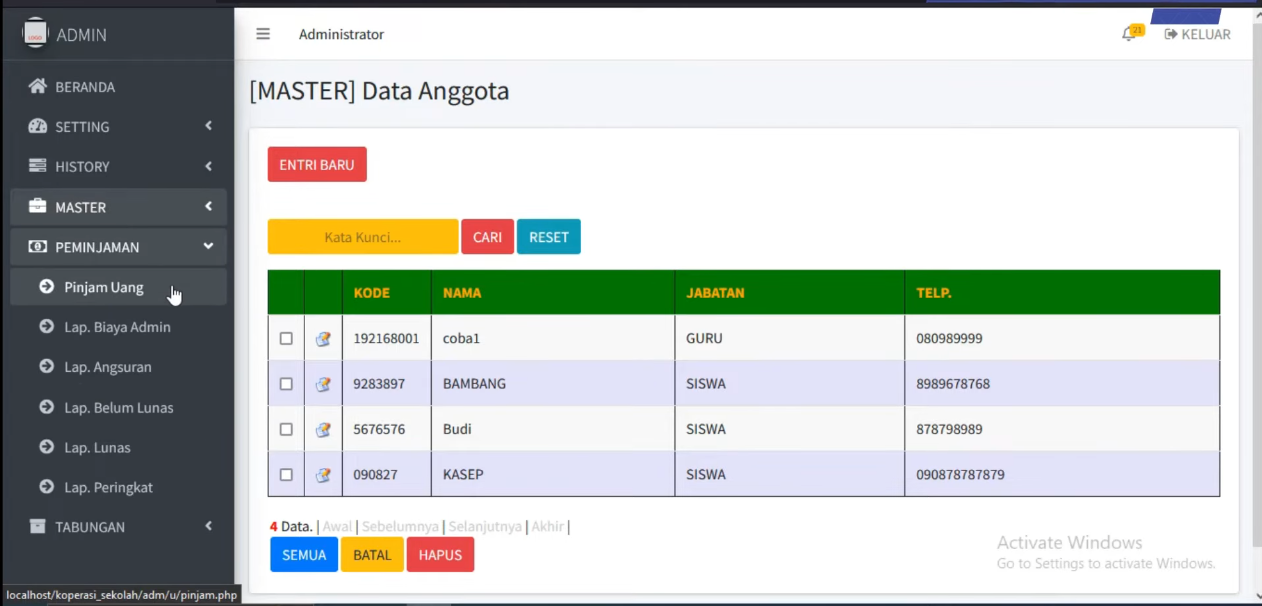 Source Code Aplikasi Koperasi PHP
