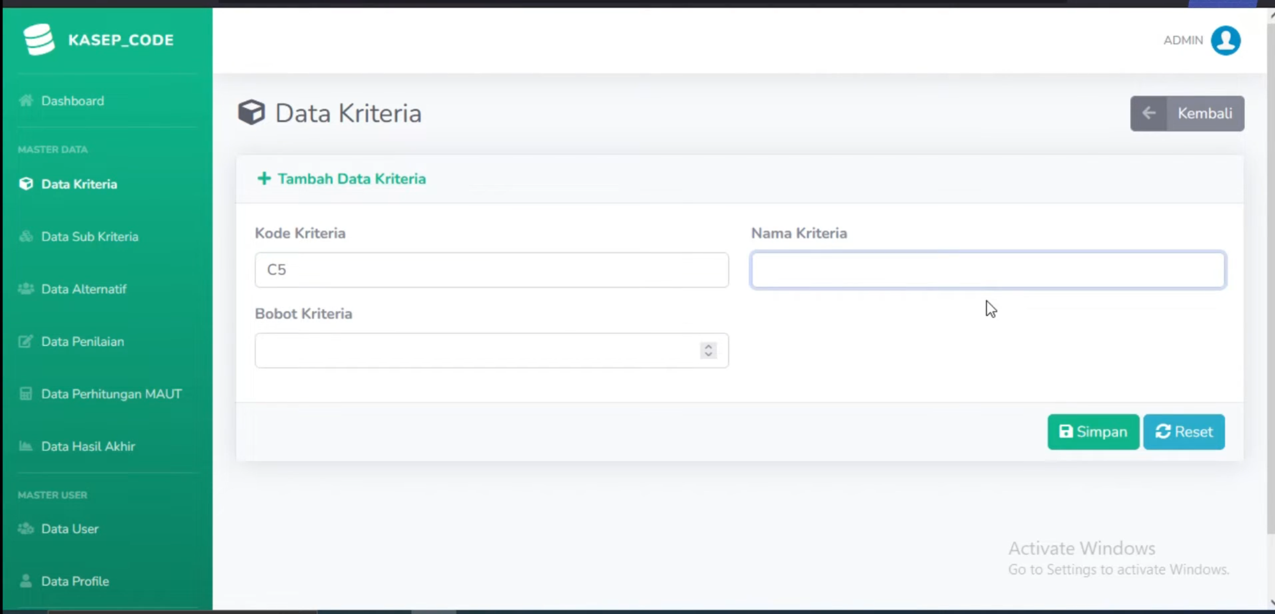 Source Code SPK Metode MAUT | Source code website SPK metode MAUT | Sistem Keputusan Metode MAUT CI3