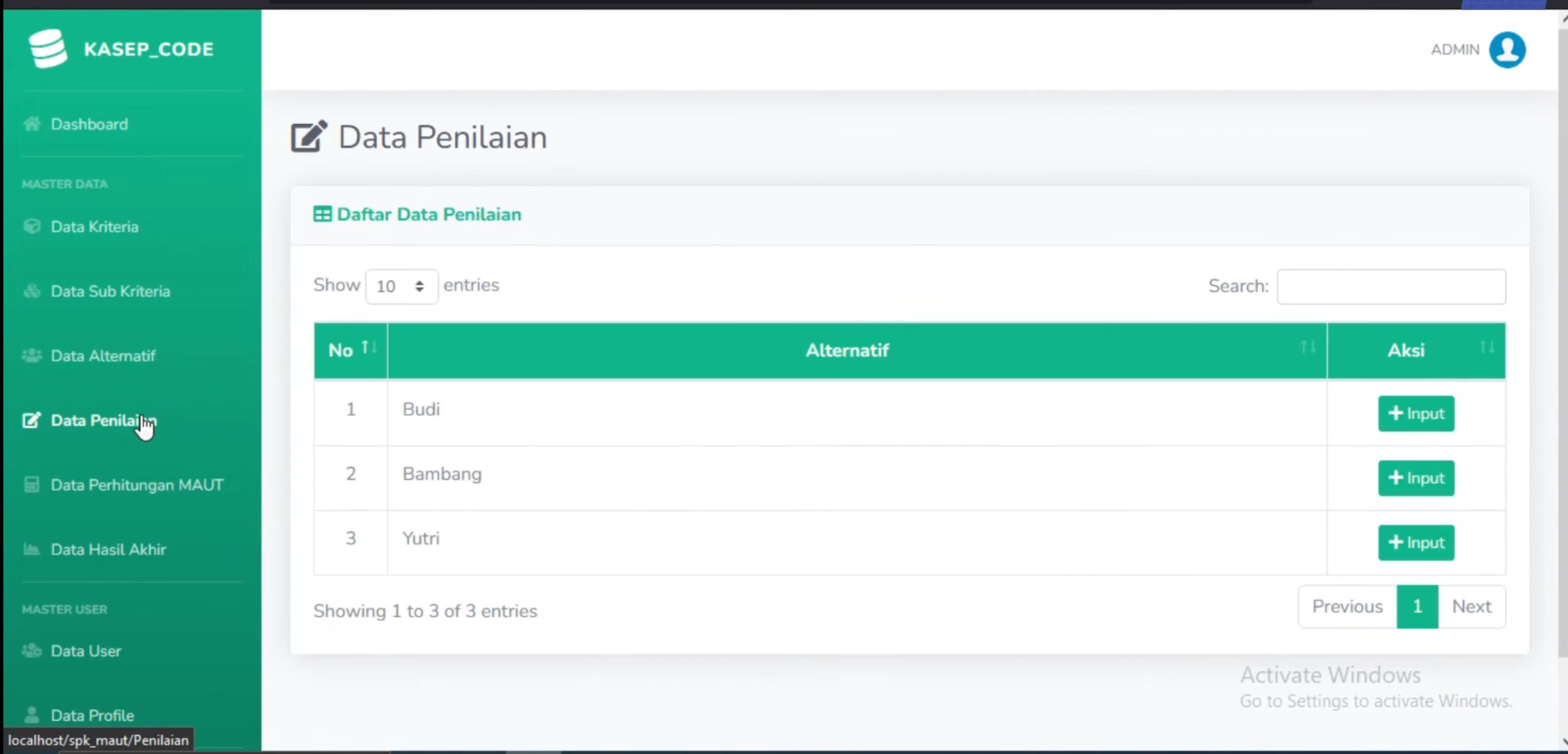 Source Code SPK Metode MAUT | Source code website SPK metode MAUT | Sistem Keputusan Metode MAUT CI3