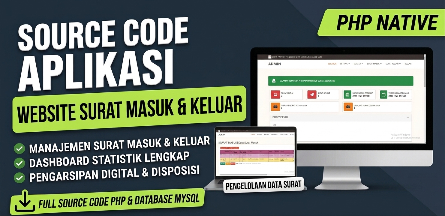 Source Code Aplikasi Pengelolaan Surat (full Coding &  Database)