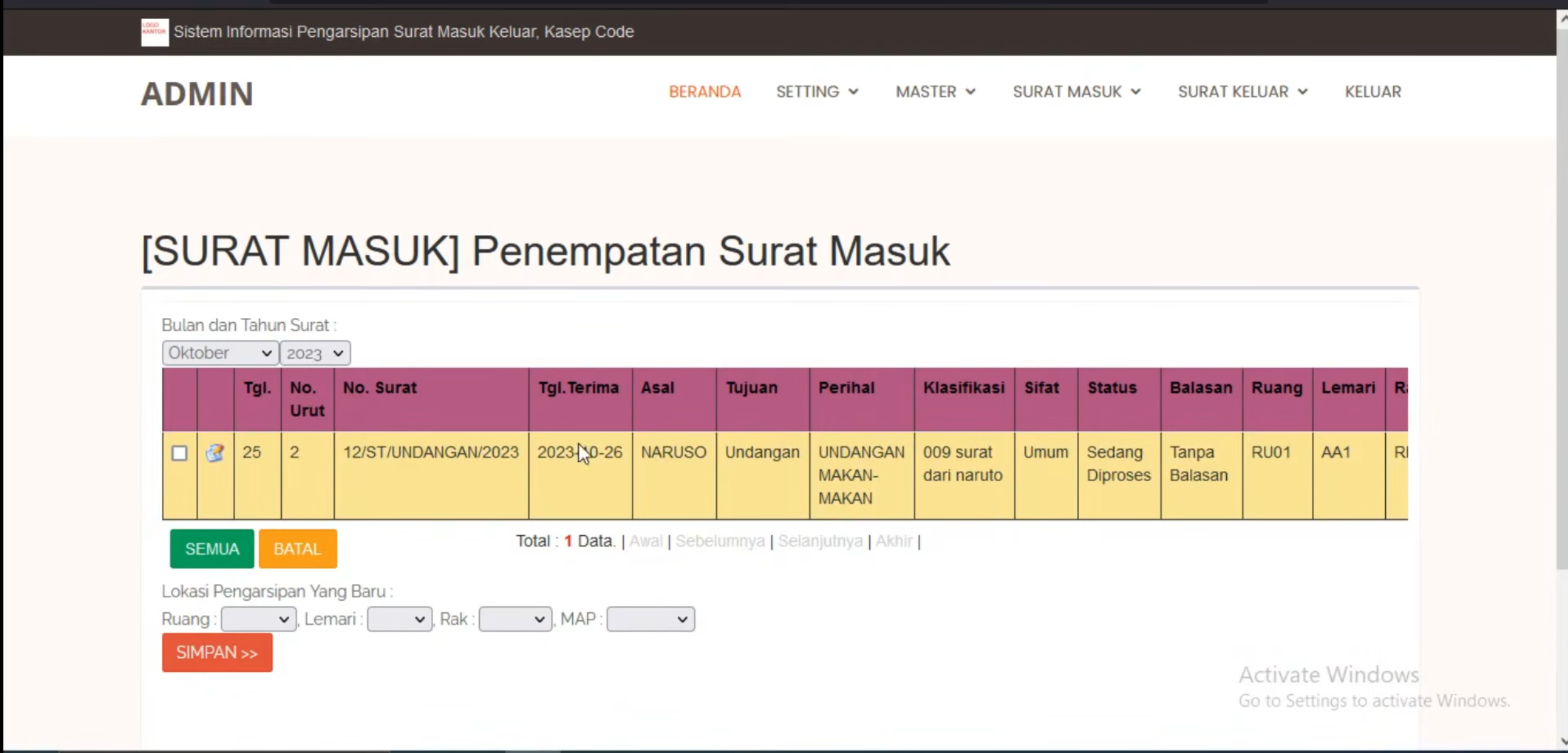Source Code Aplikasi Pengelolaan Surat (full Coding &  Database)