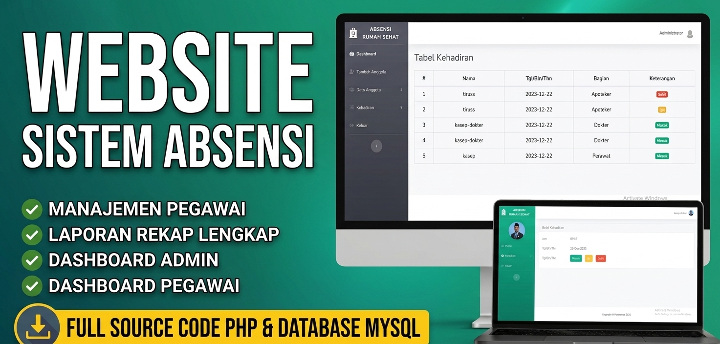 Source Code Sistem Absensi Online Framework CodeIgniter 3