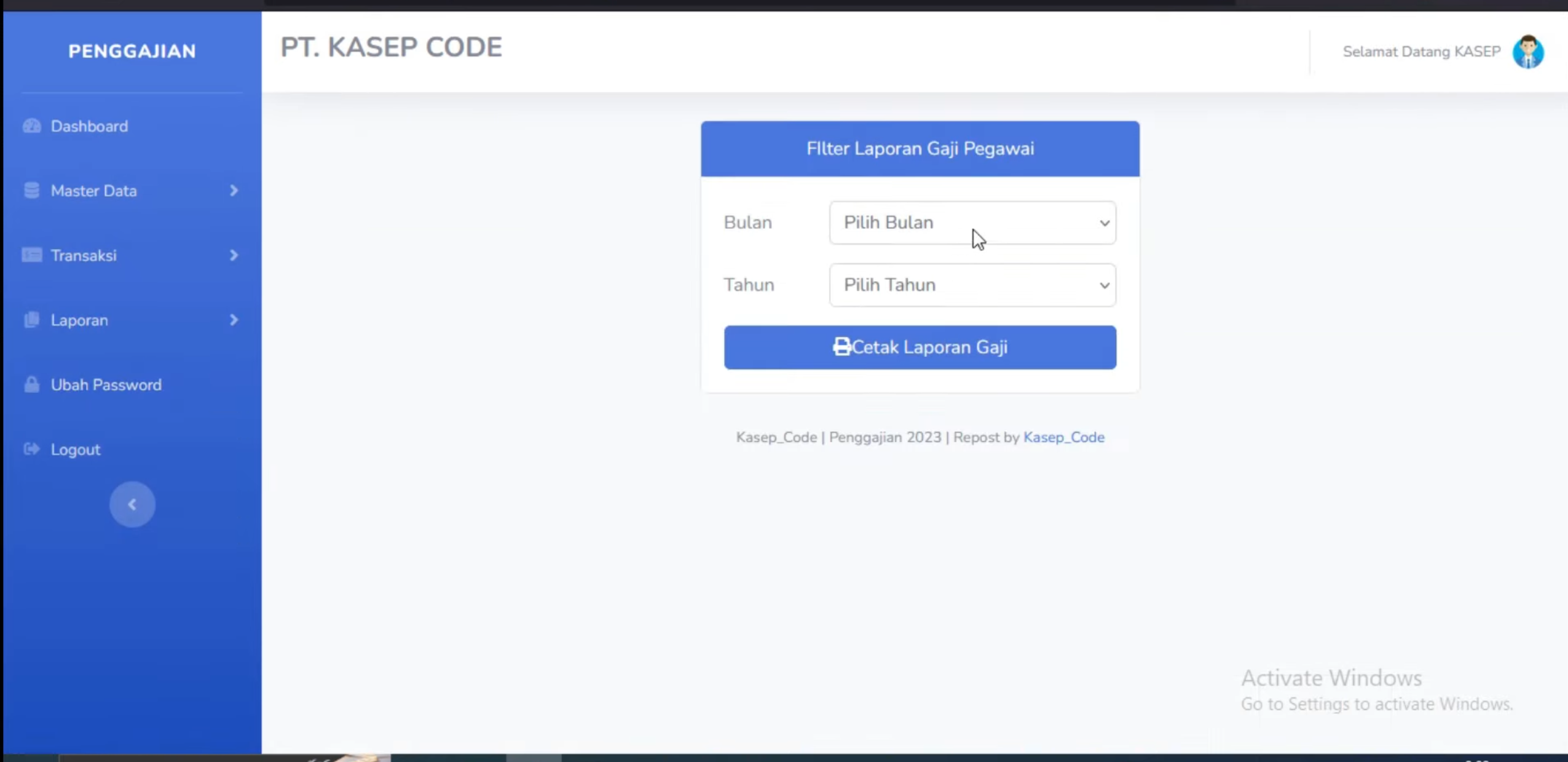 source Code PHP Sistem Penggajian Karyawan CodeIgniter
