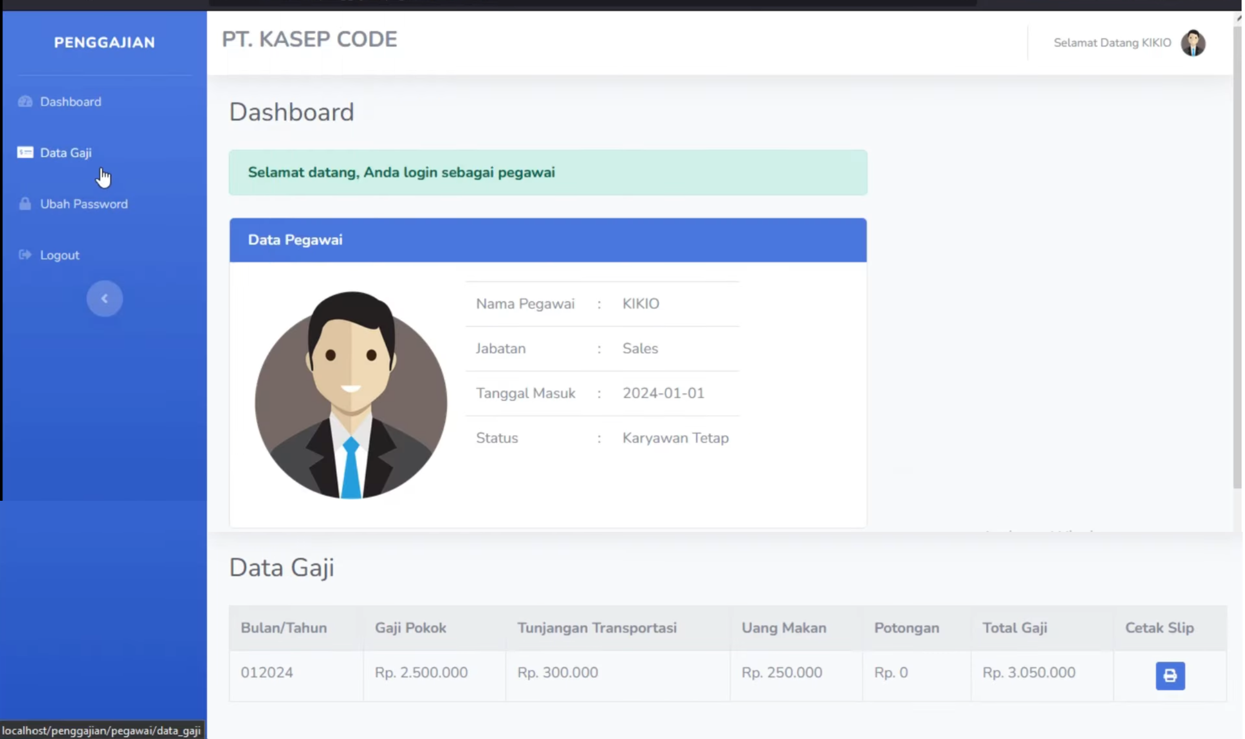 source Code PHP Sistem Penggajian Karyawan CodeIgniter