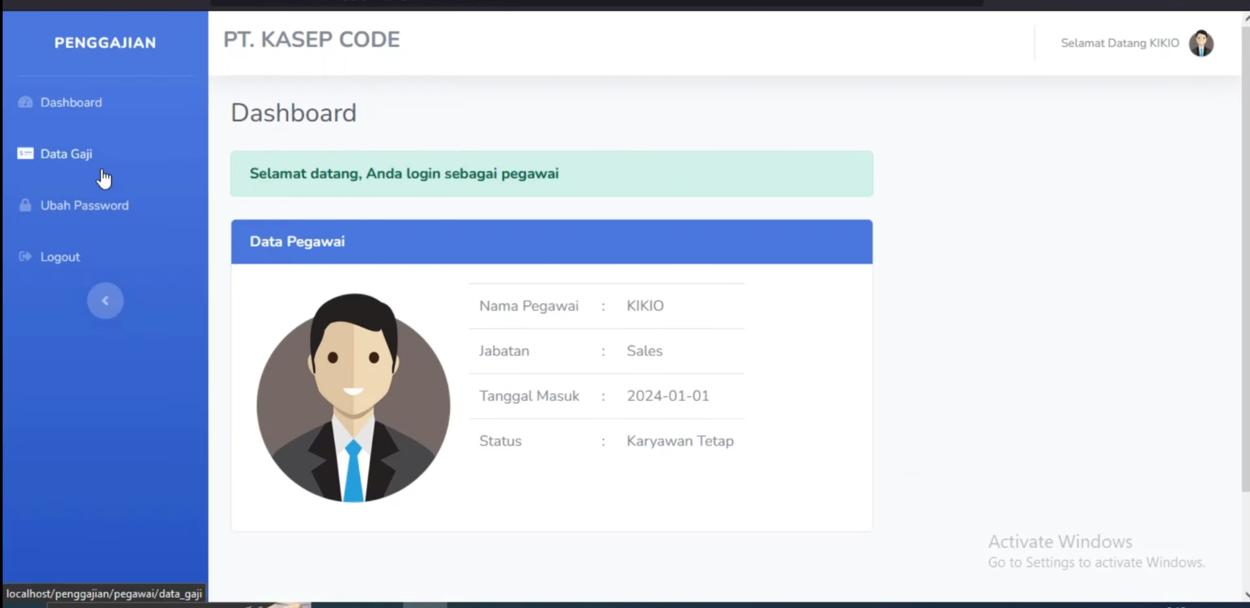 source Code PHP Sistem Penggajian Karyawan CodeIgniter
