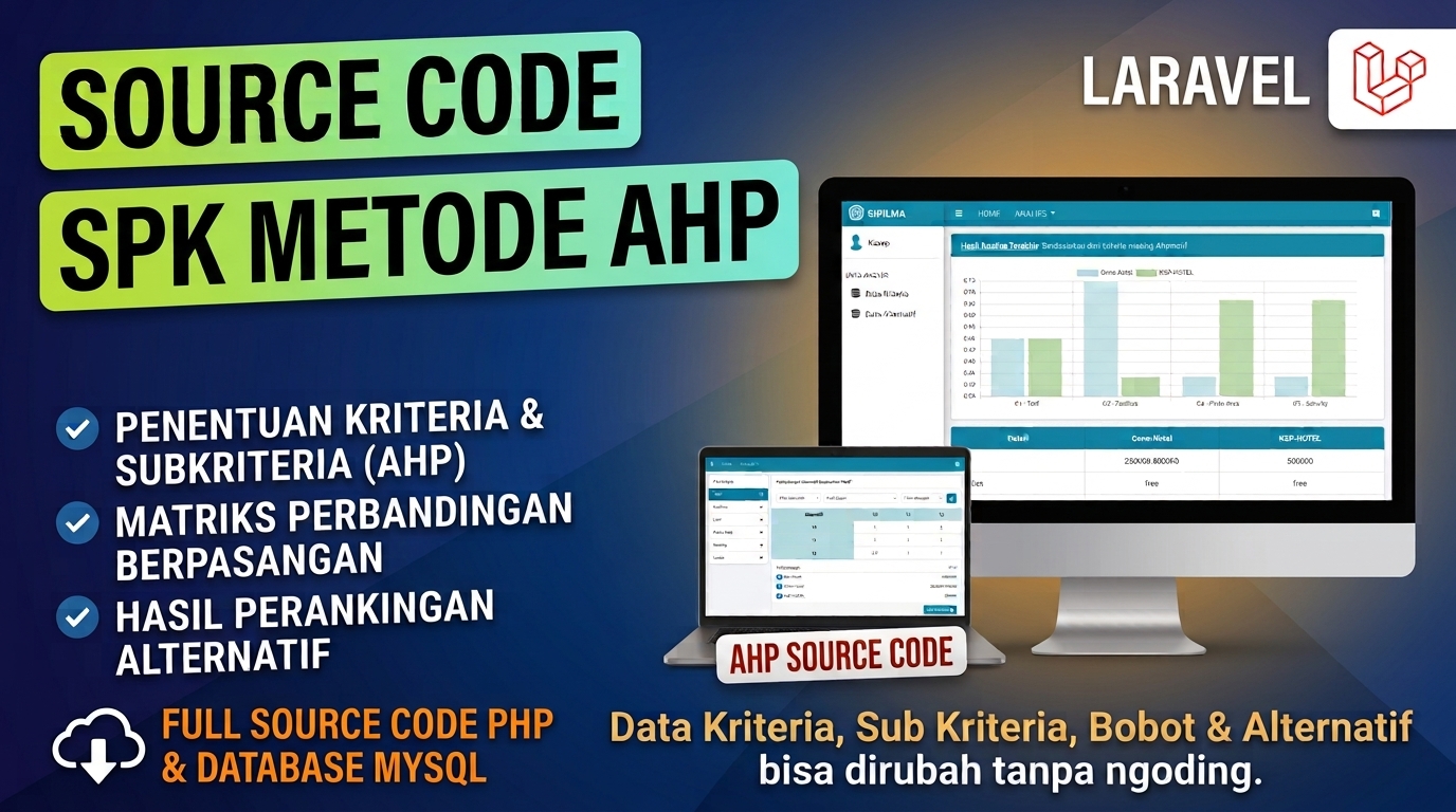Source Code PHP SPK Metode AHP Laravel | Website SPK AHP | Free Download