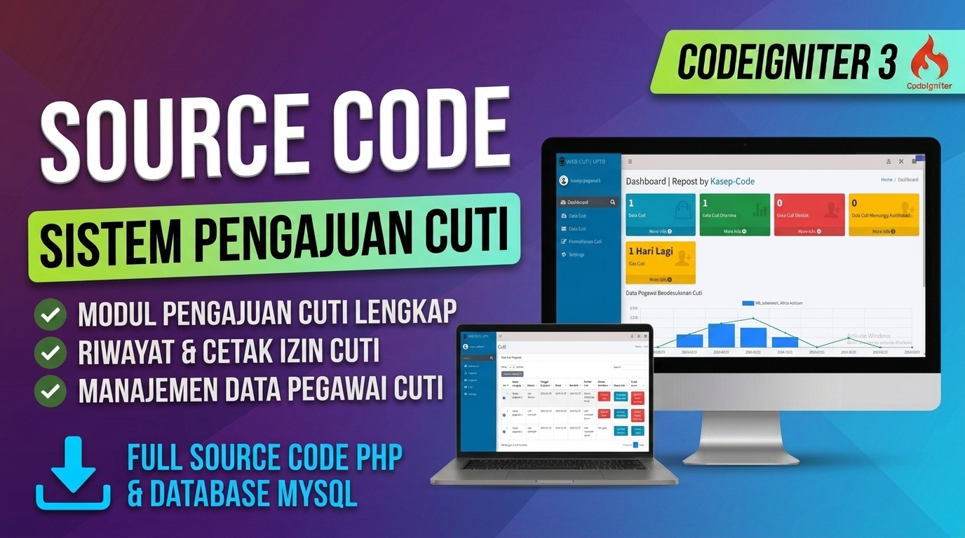 Source Code Cuti Online (framework Codeigniter) || Pengajuan Cuti Online || Website Gratis