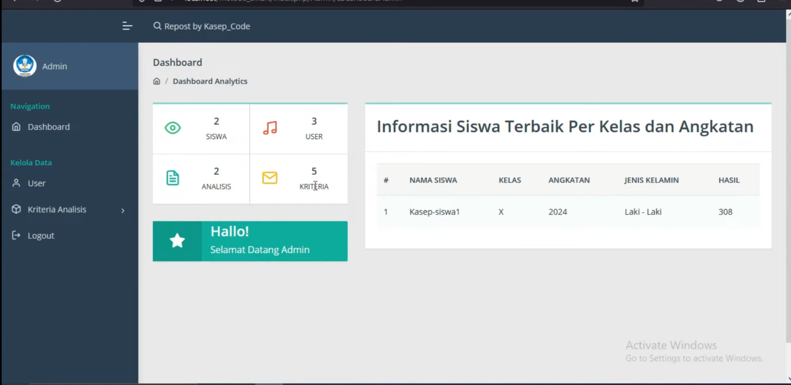 Source Code SPK Metode SMART framework CI3 | SPK Metode Smart Pemilihan Siswa Terbaik | Download SPK