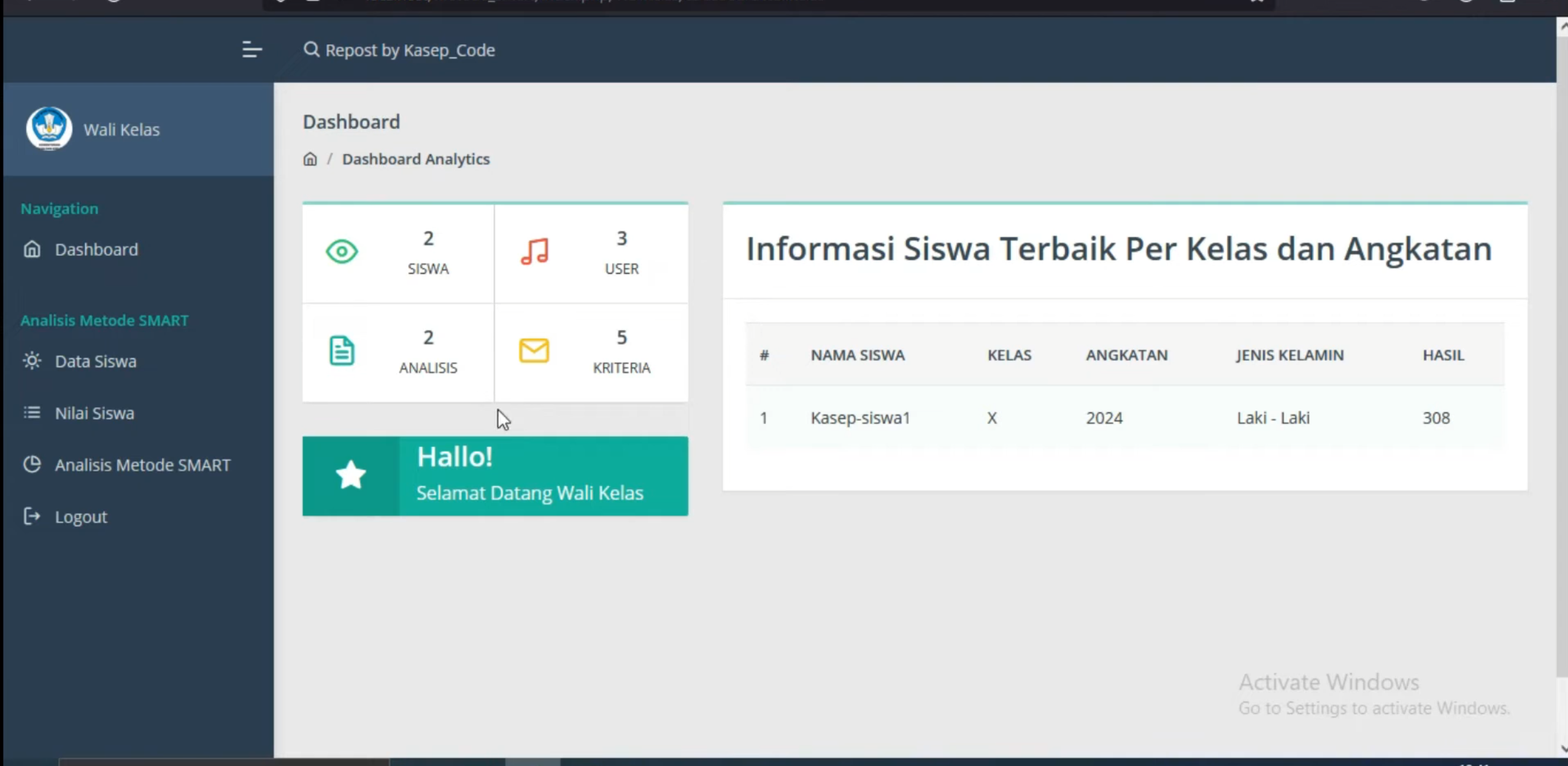 Source Code SPK Metode SMART framework CI3 | SPK Metode Smart Pemilihan Siswa Terbaik | Download SPK