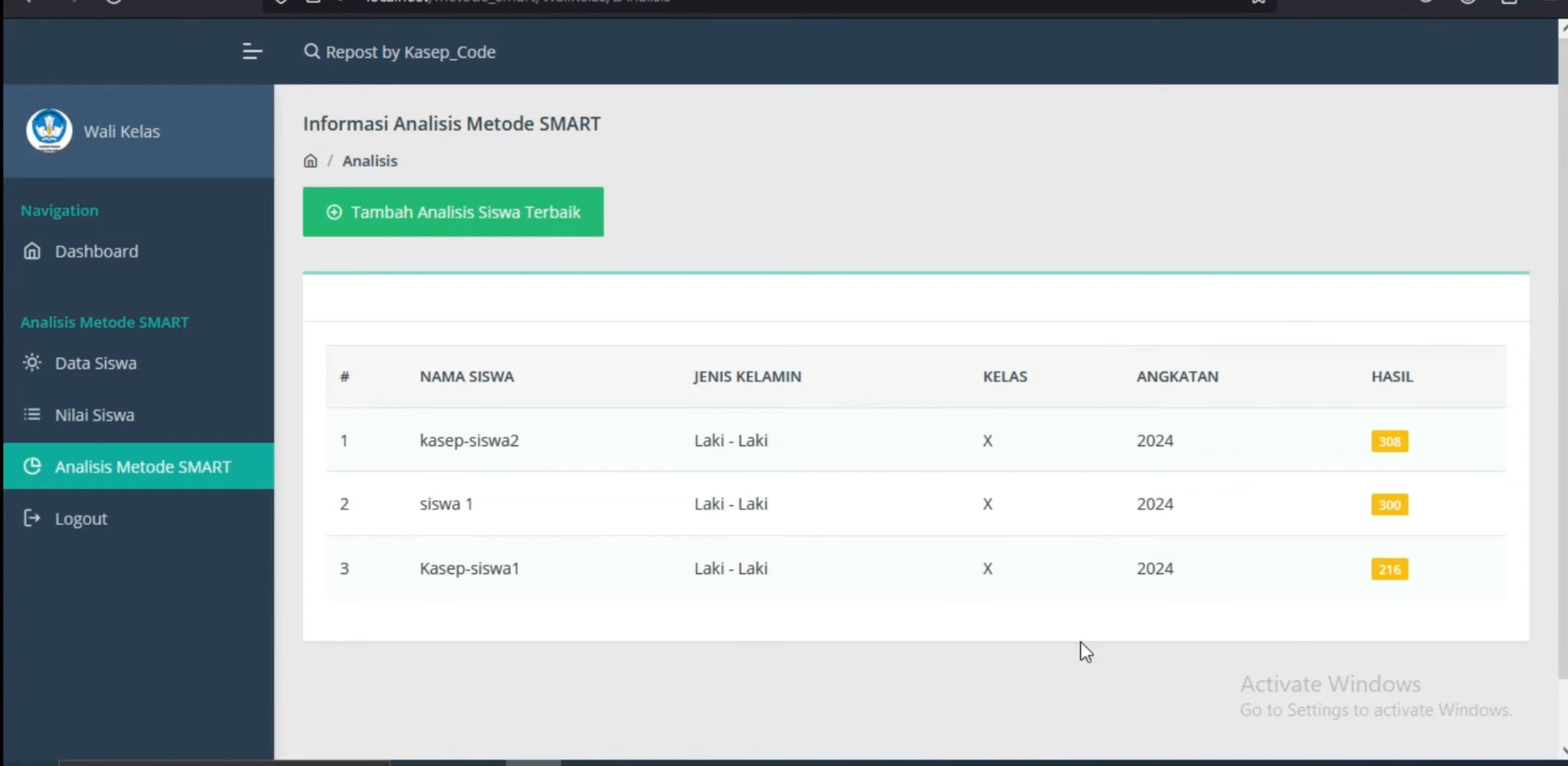 Source Code SPK Metode SMART framework CI3 | SPK Metode Smart Pemilihan Siswa Terbaik | Download SPK