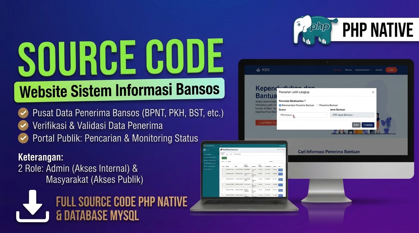 Website Sistem Informasi Bansos || Download Source Code website BANSOS | PHP NATIVE