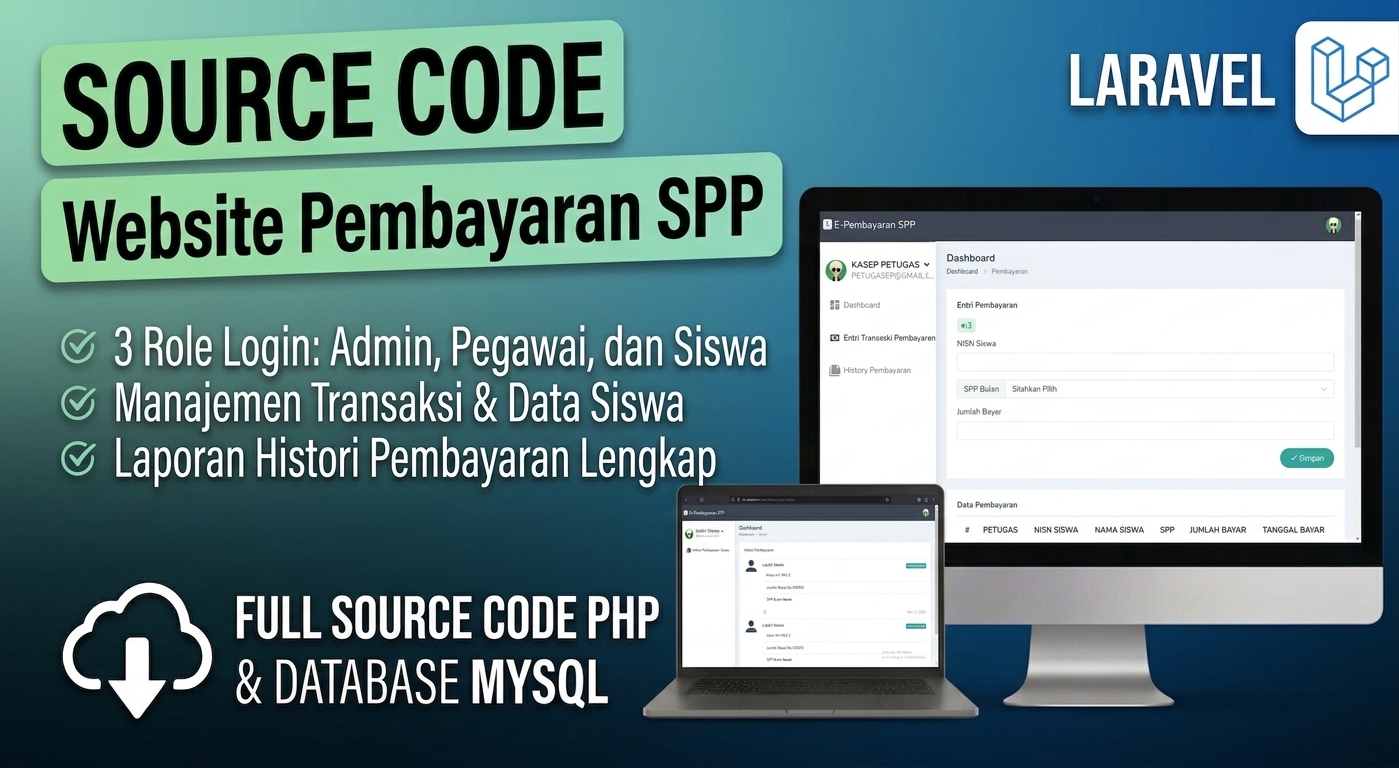 Website Sistem pembayaran SPP | Aplikasi Pembayaran Online | Laravel | Download source code