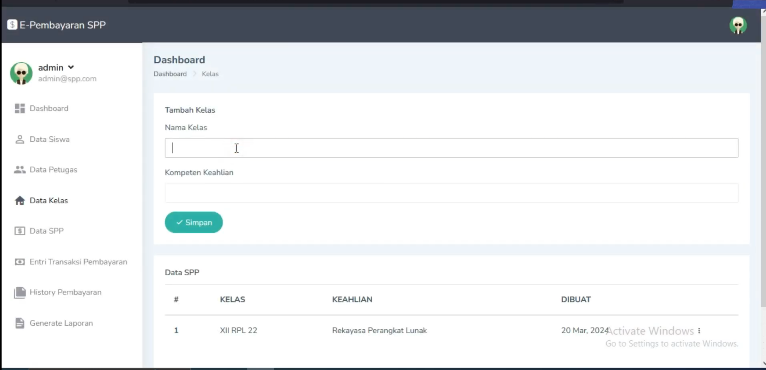 Website Sistem pembayaran SPP | Aplikasi Pembayaran Online | Laravel | Download source code