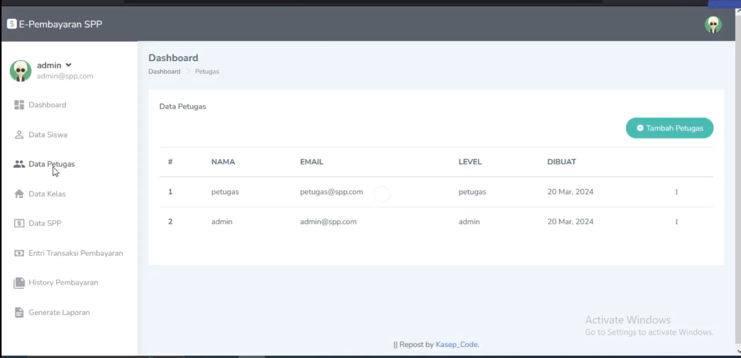 Website Sistem pembayaran SPP | Aplikasi Pembayaran Online | Laravel | Download source code