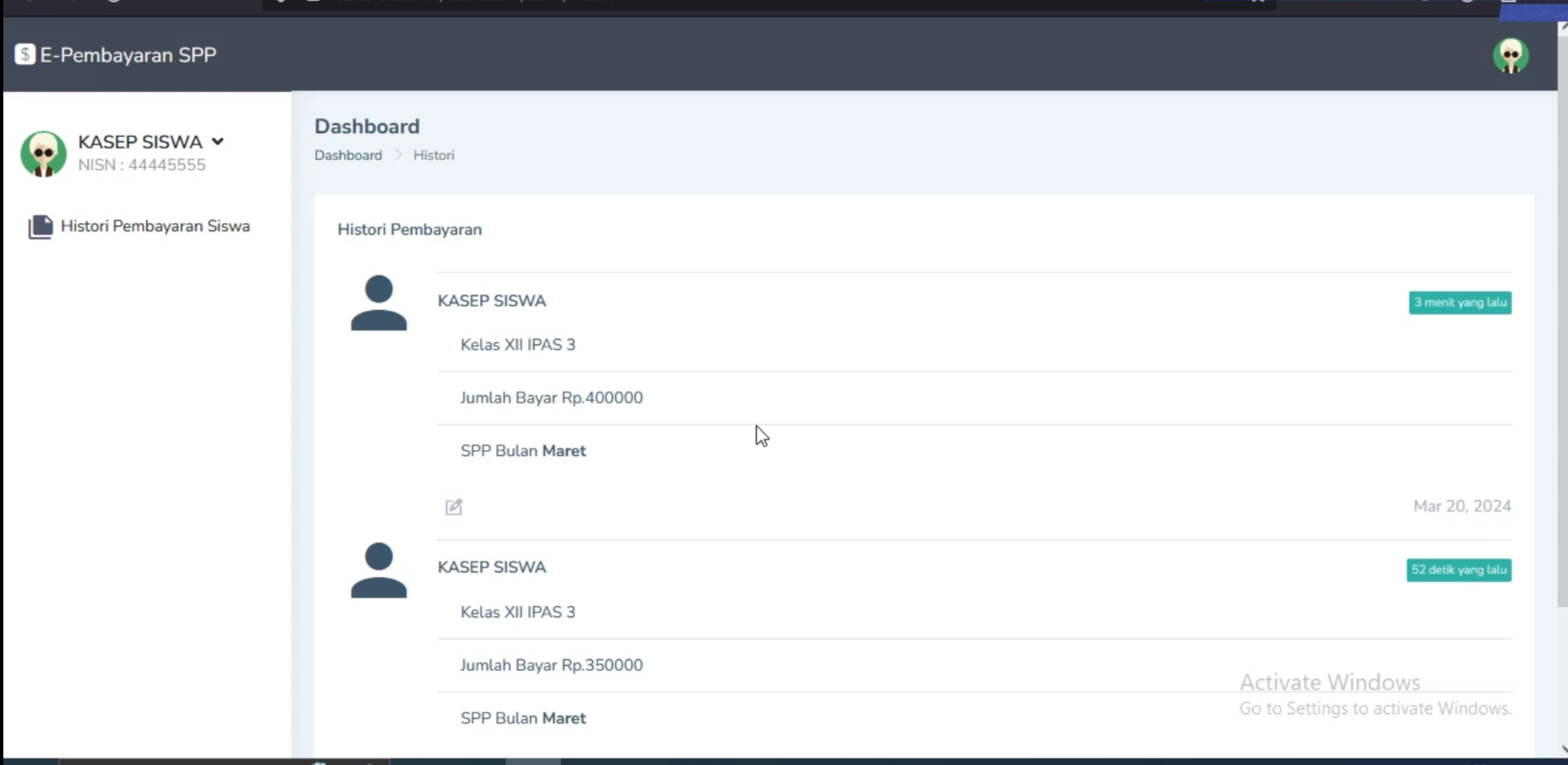 Website Sistem pembayaran SPP | Aplikasi Pembayaran Online | Laravel | Download source code