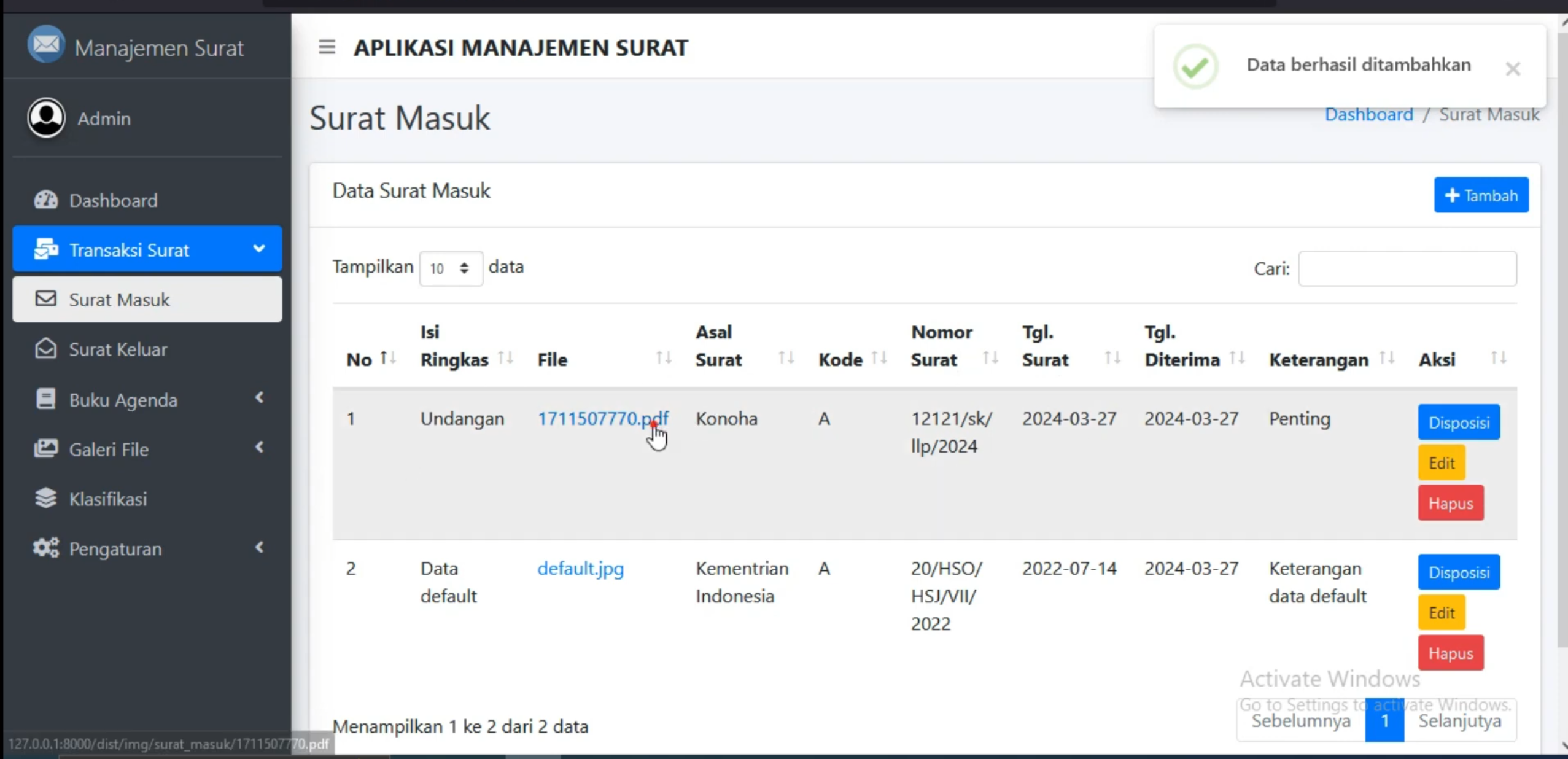 Sistem Pengarsipan Surat Laravel | Download Source Code Php Laravel