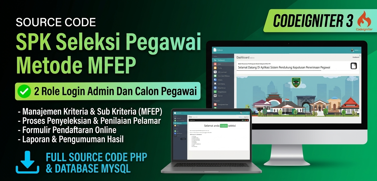 Sistem Pendukung Keputusan Metode MFEP | Download SPK Metode MFEP | Website SPK MFEP Codeigniter 3