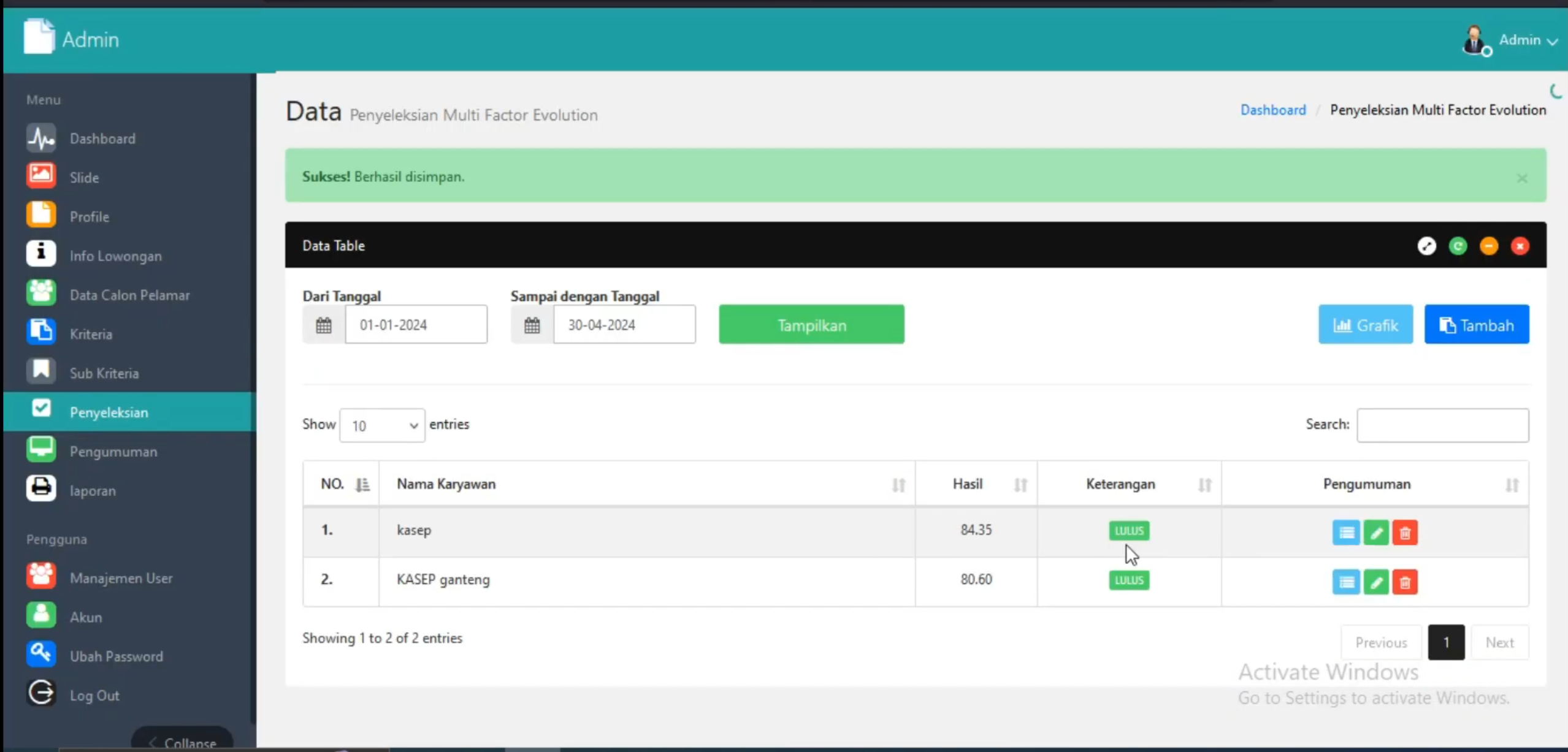 Sistem Pendukung Keputusan Metode MFEP | Download SPK Metode MFEP | Website SPK MFEP Codeigniter 3