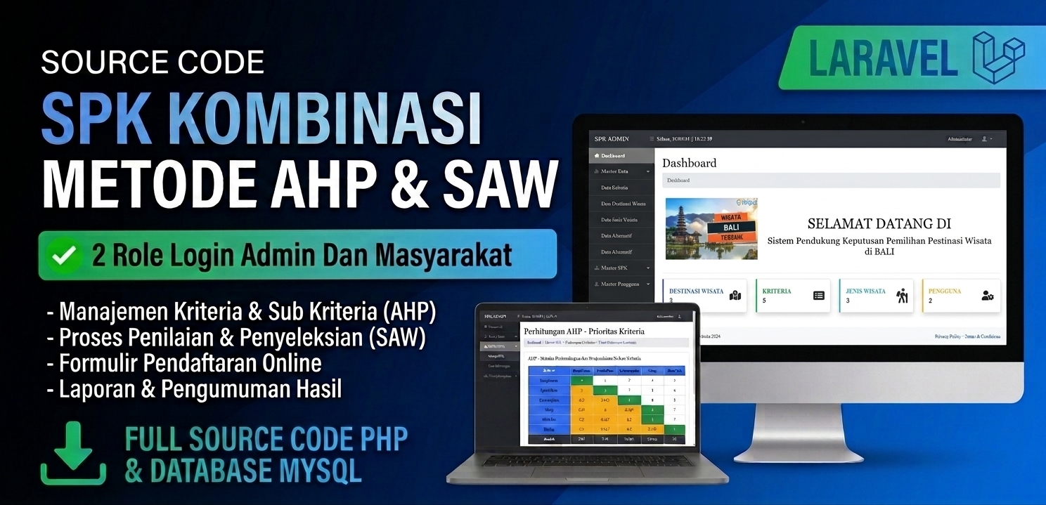 SPK Kombinasi Metode AHP & SAW | Laravel 8 | Sistem Pendukung Keputusan | SPK GABUNGAN METODE AHP SAW