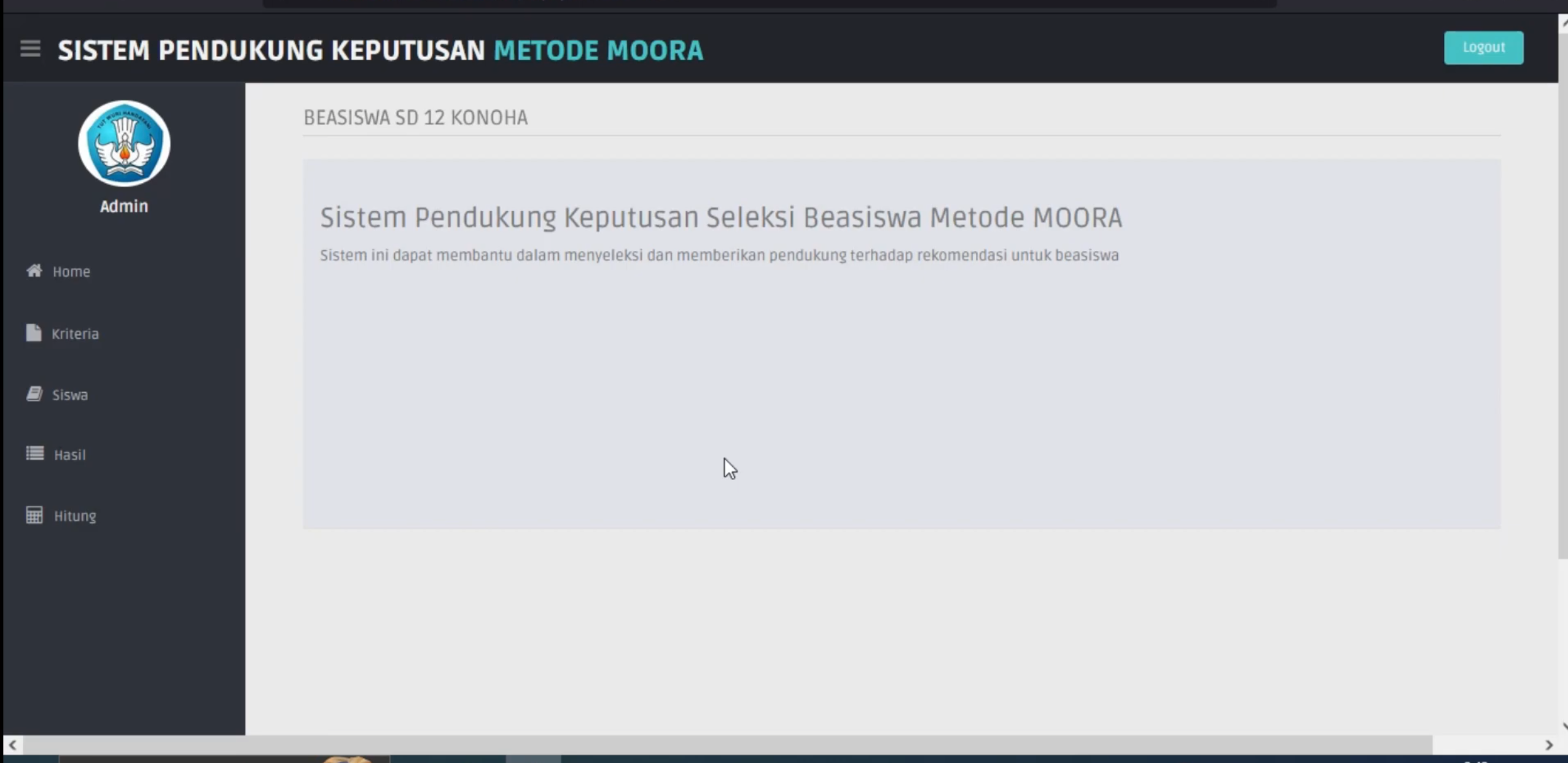 Website SPK Metode MOORA || Source Code SPK || SPK Pemilihan Penerima Beasiswa Metode MOORA
