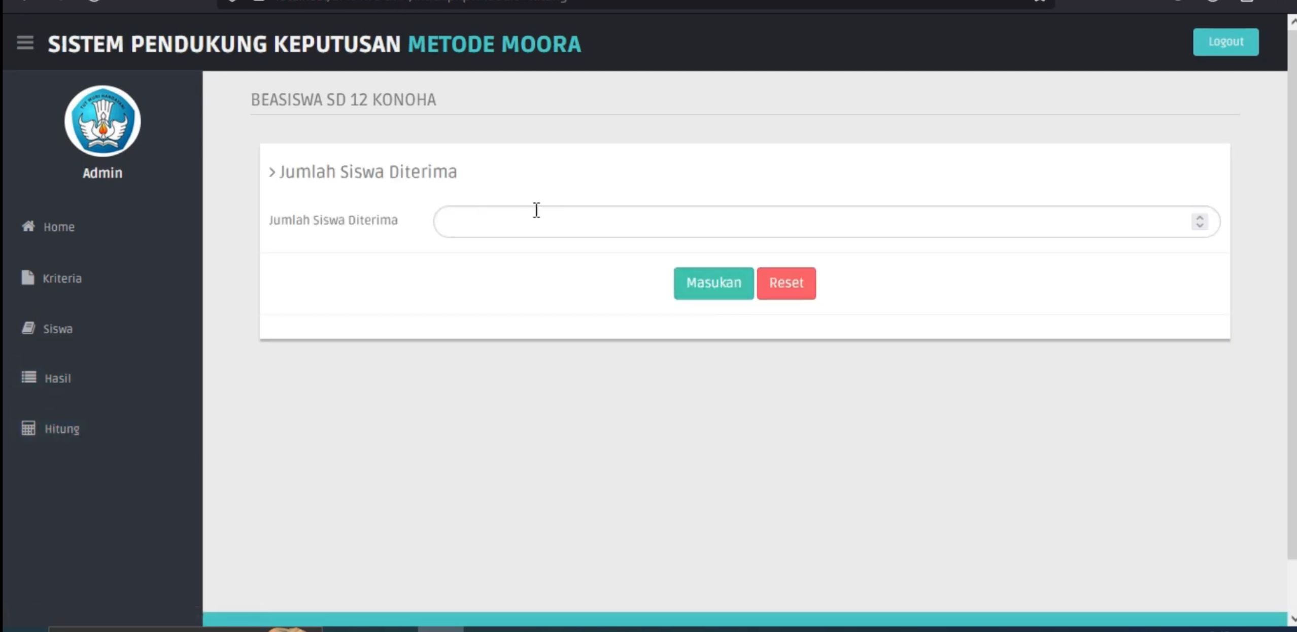 Website SPK Metode MOORA || Source Code SPK || SPK Pemilihan Penerima Beasiswa Metode MOORA