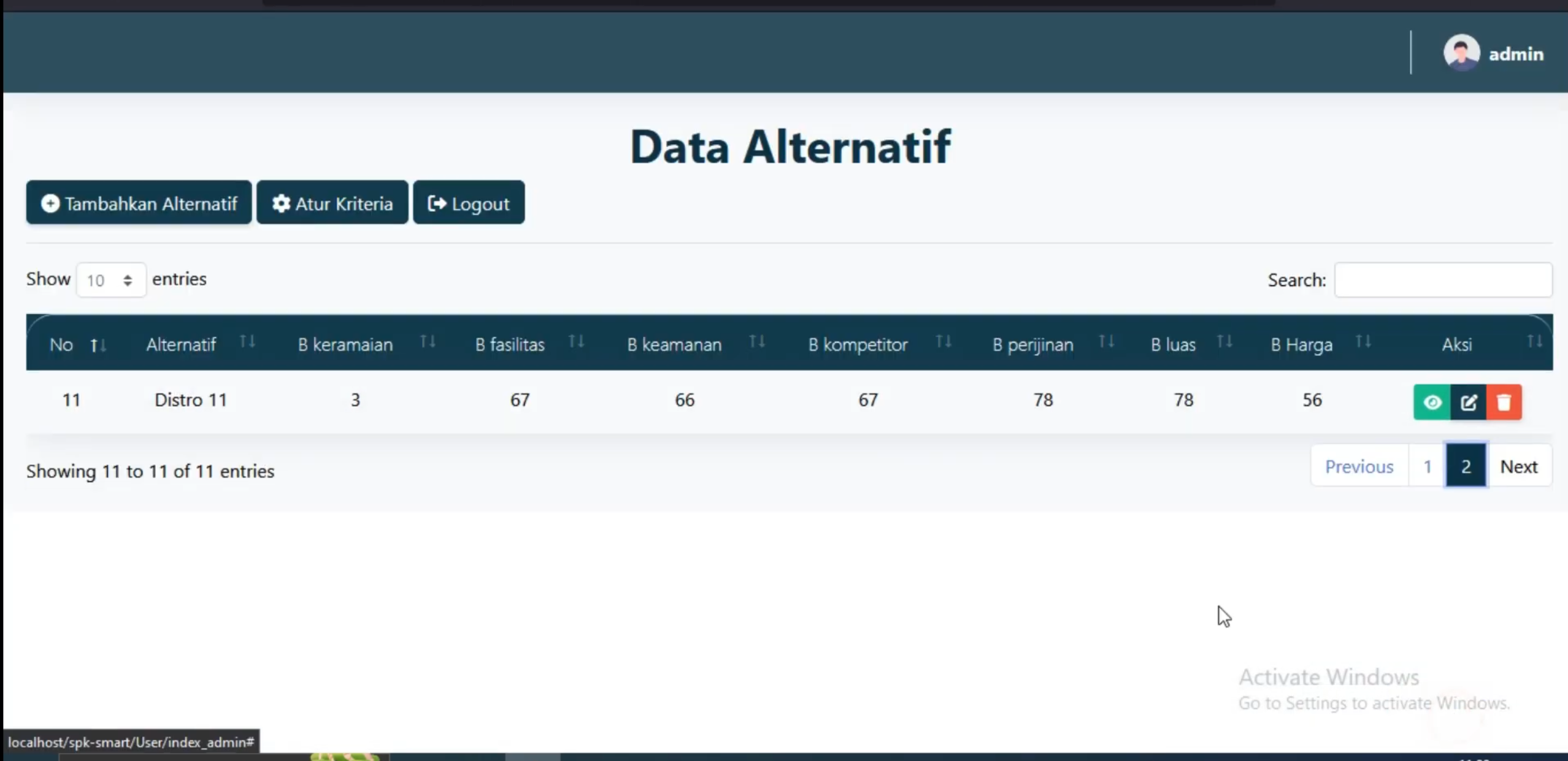 Website SPK Metode Smart | SPK Pemilihan Toko Terbaik | Download source code SPK Rekomendasi toko metode SMART