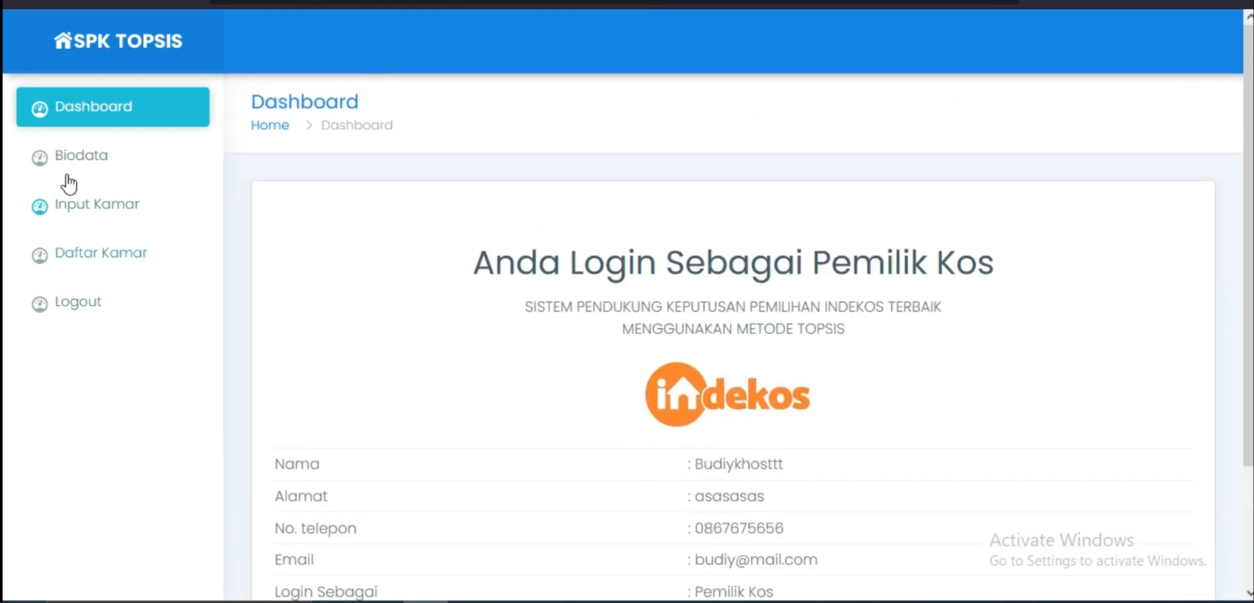 Website SPK TOPSIS | SPK Pemilihan Kos Terbaik Metode TOPSIS | Download Source Code Rekomendasi Kos| PHP MYSQL
