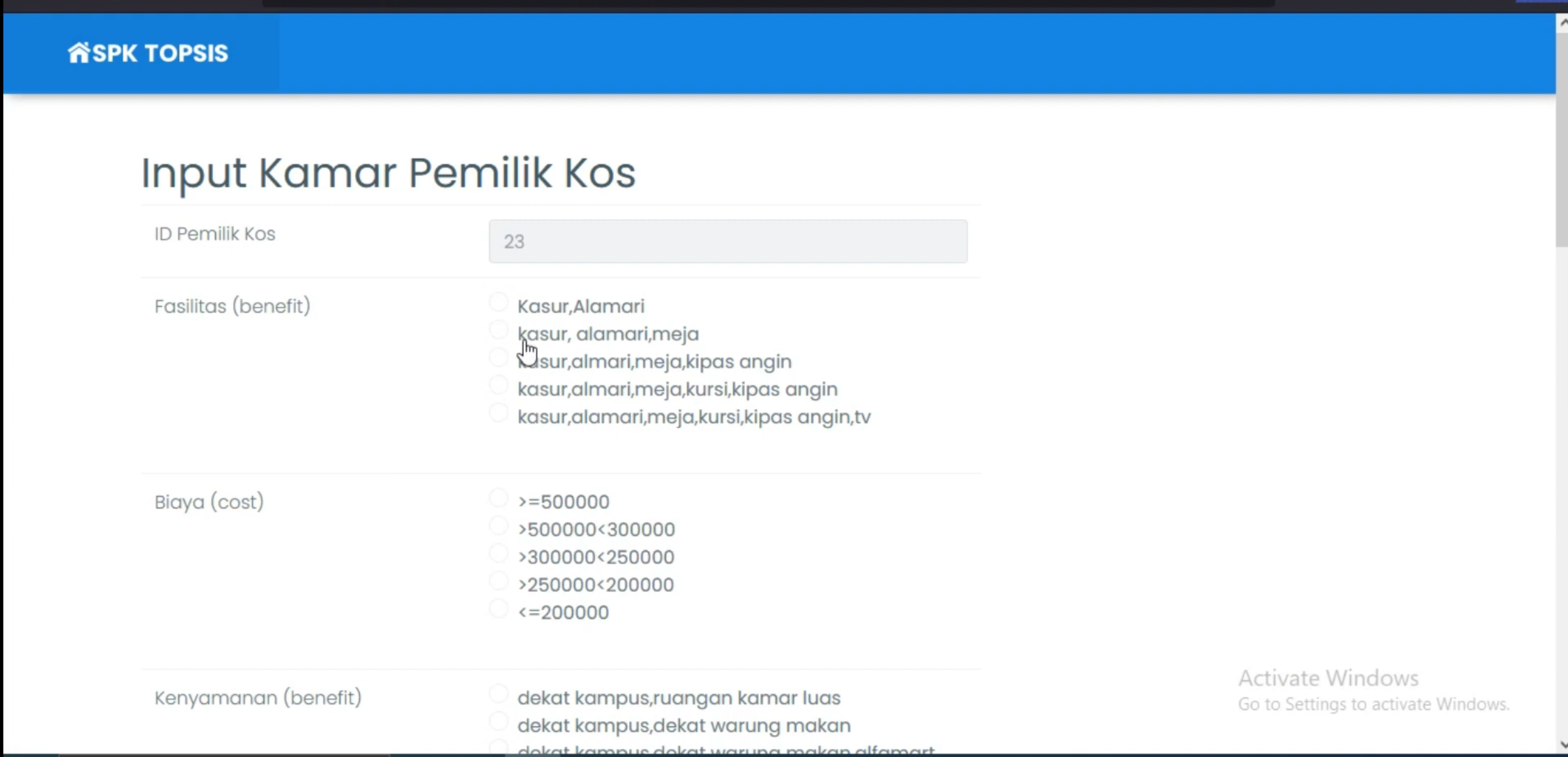 Website SPK TOPSIS | SPK Pemilihan Kos Terbaik Metode TOPSIS | Download Source Code Rekomendasi Kos| PHP MYSQL