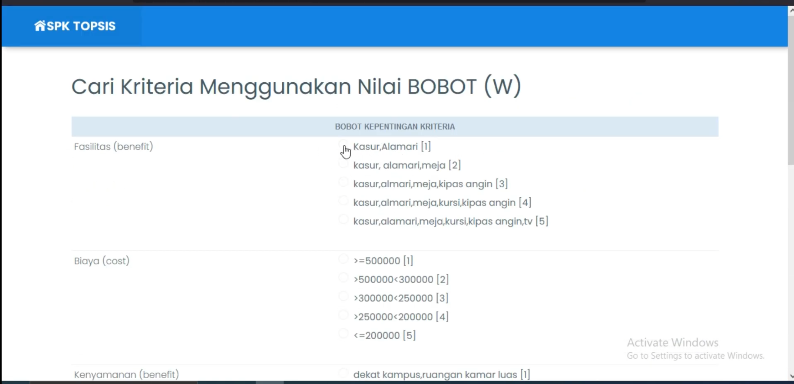 Website SPK TOPSIS | SPK Pemilihan Kos Terbaik Metode TOPSIS | Download Source Code Rekomendasi Kos| PHP MYSQL