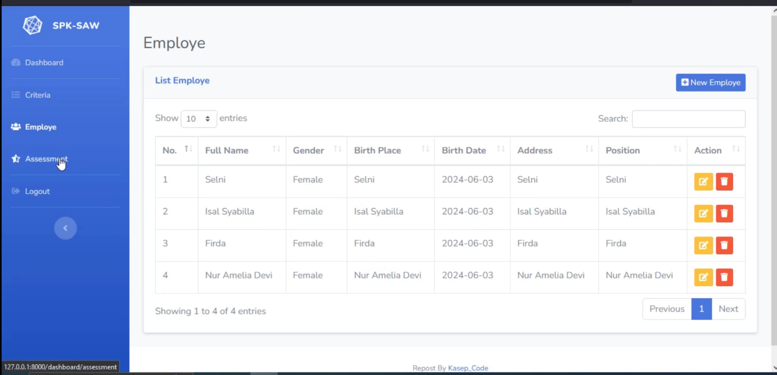 Website SPK SAW Framework Laravel  | SPK Pemilihan Karyawan Terbaik Metode SAW | Download Website spk saw