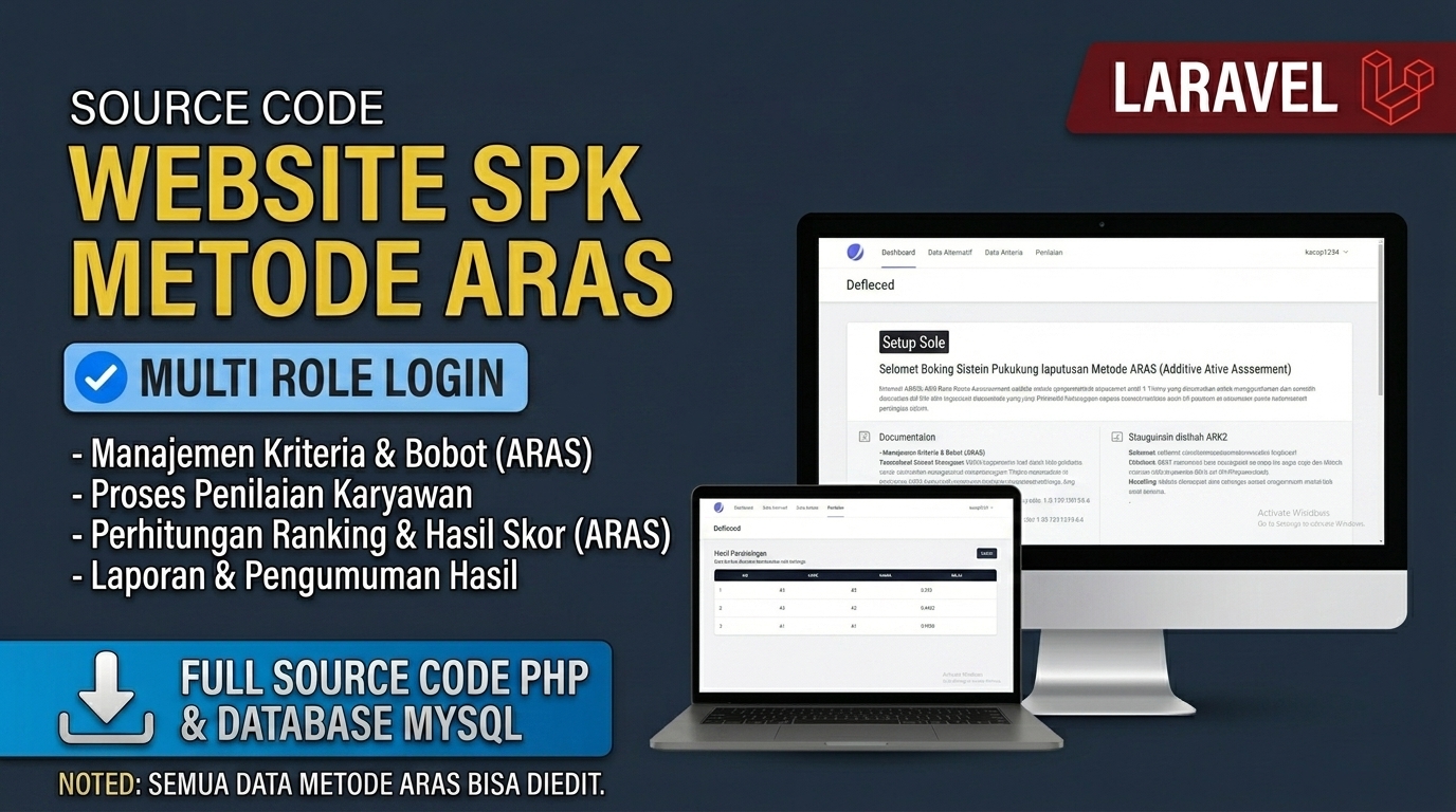 Website SPK Metode ARAS | Source code Laravel SPK metode ARAS | Metode Additive Ratio Assessment