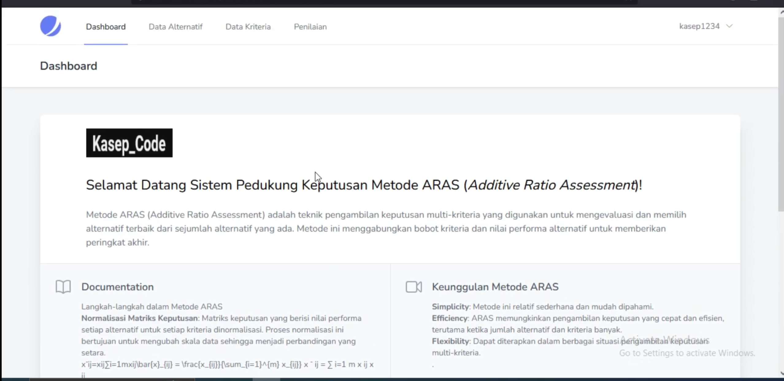 Website SPK Metode ARAS | Source code Laravel SPK metode ARAS | Metode Additive Ratio Assessment