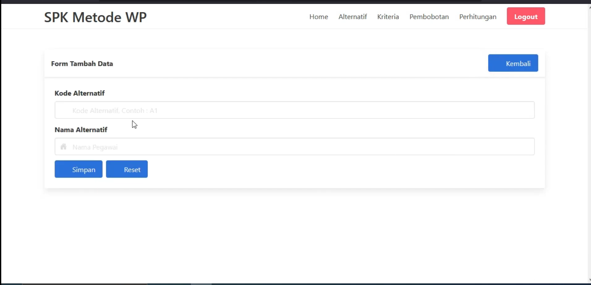 Website SPK metode WP Weighted Product  | Download Source Code | Source Code PHP | Coding PHP