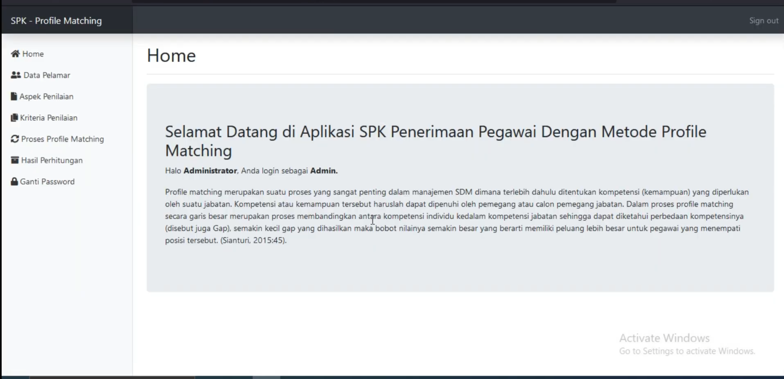 Website SPK Profile Matching | Source Code SPK Profile Matching PHP | Download SPK Profile Matching