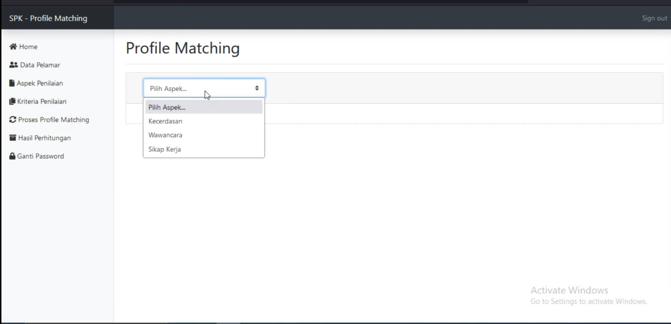 Website SPK Profile Matching | Source Code SPK Profile Matching PHP | Download SPK Profile Matching