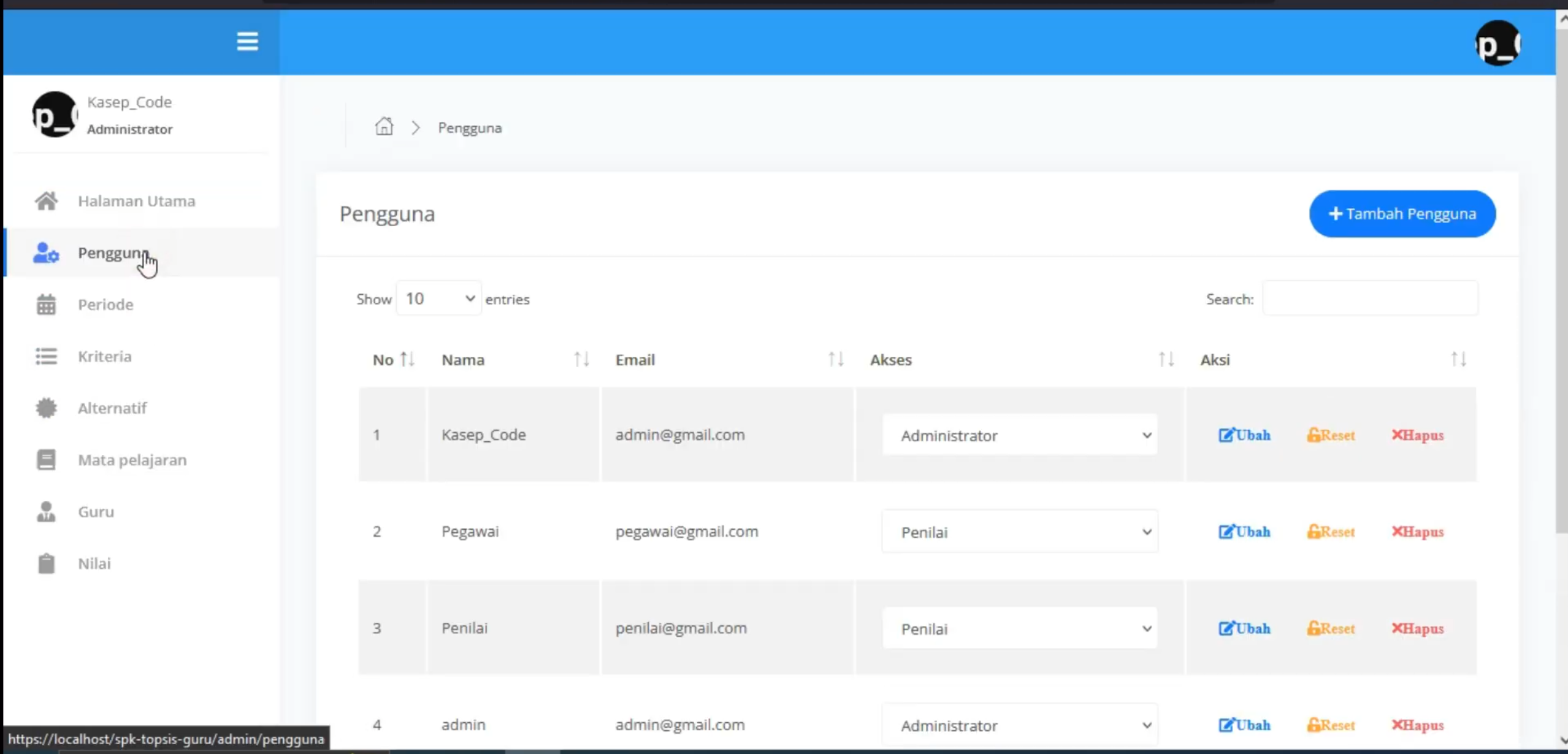 Website Penilaian Karyawan Metode TOPSIS | Sistem Pendukung Keputusan | SPK TOPSIS | CodeIgniter 3