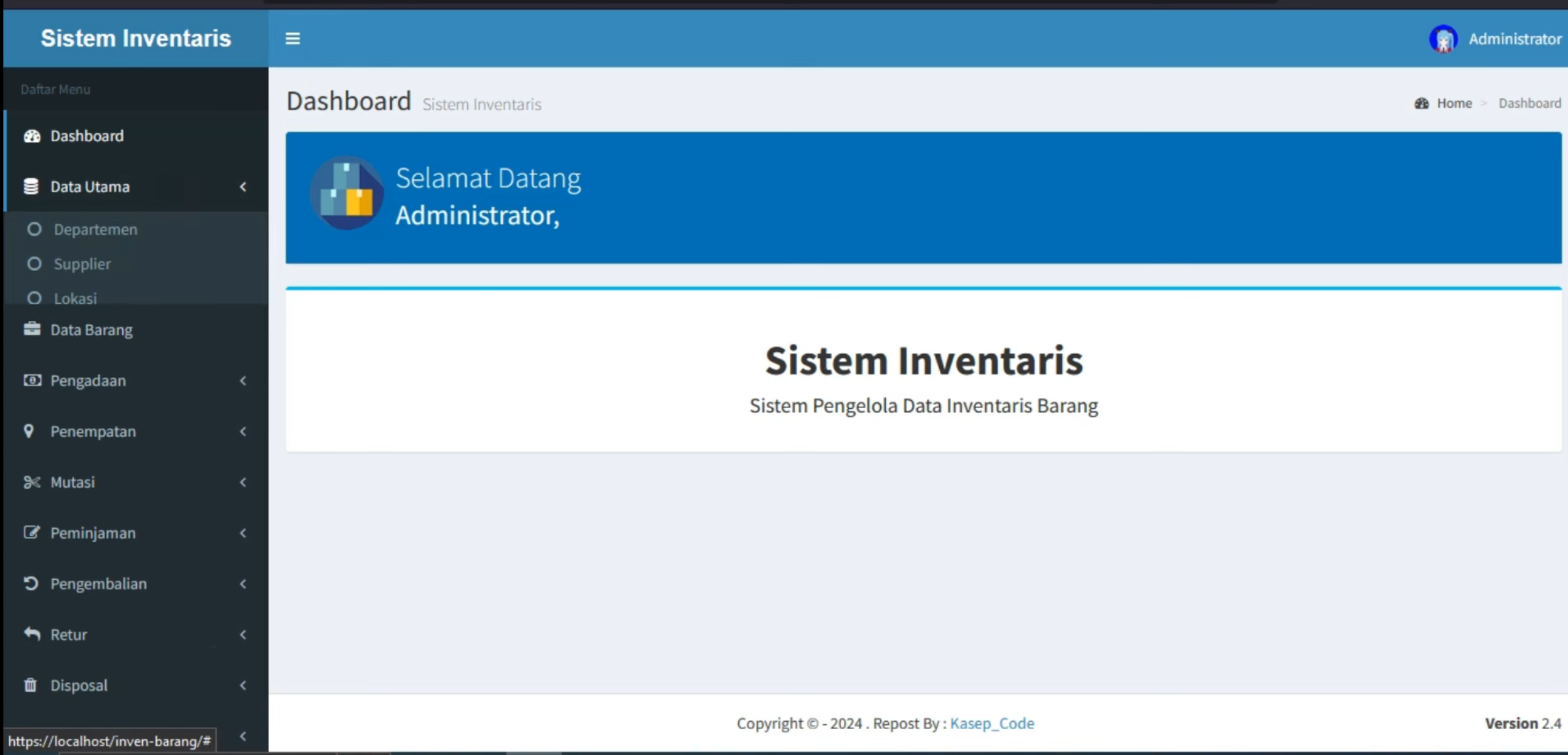 Aplikasi Inventaris Online | Source code inventaris CodeIgniter 3 | Download Sistem Inventaris| myql