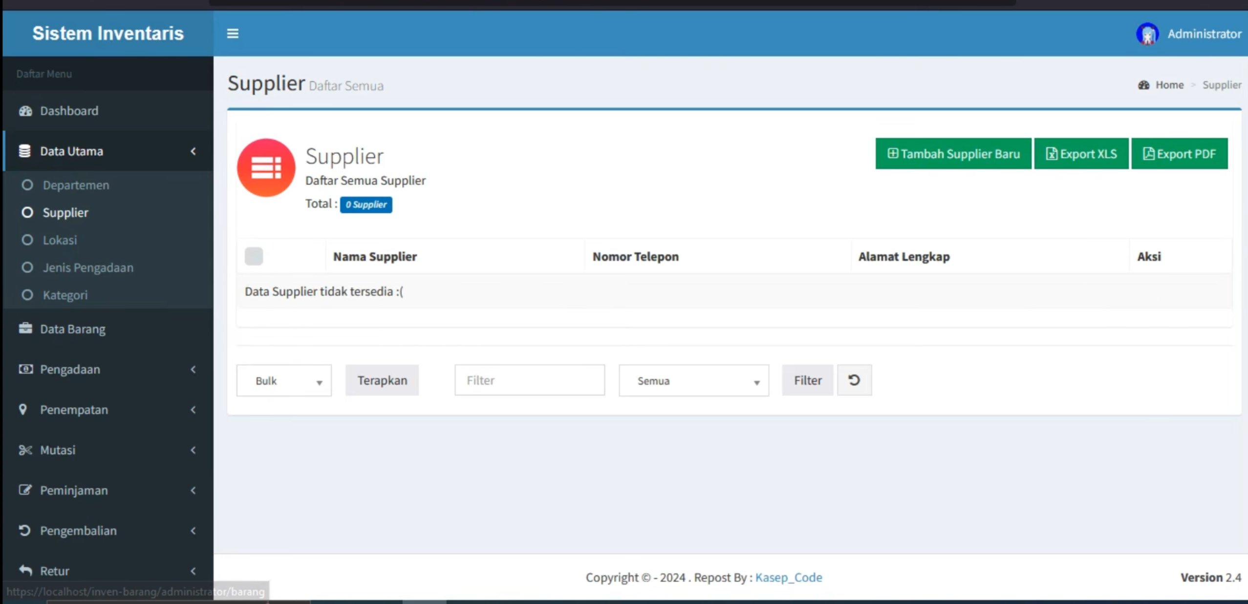 Aplikasi Inventaris Online | Source code inventaris CodeIgniter 3 | Download Sistem Inventaris| myql