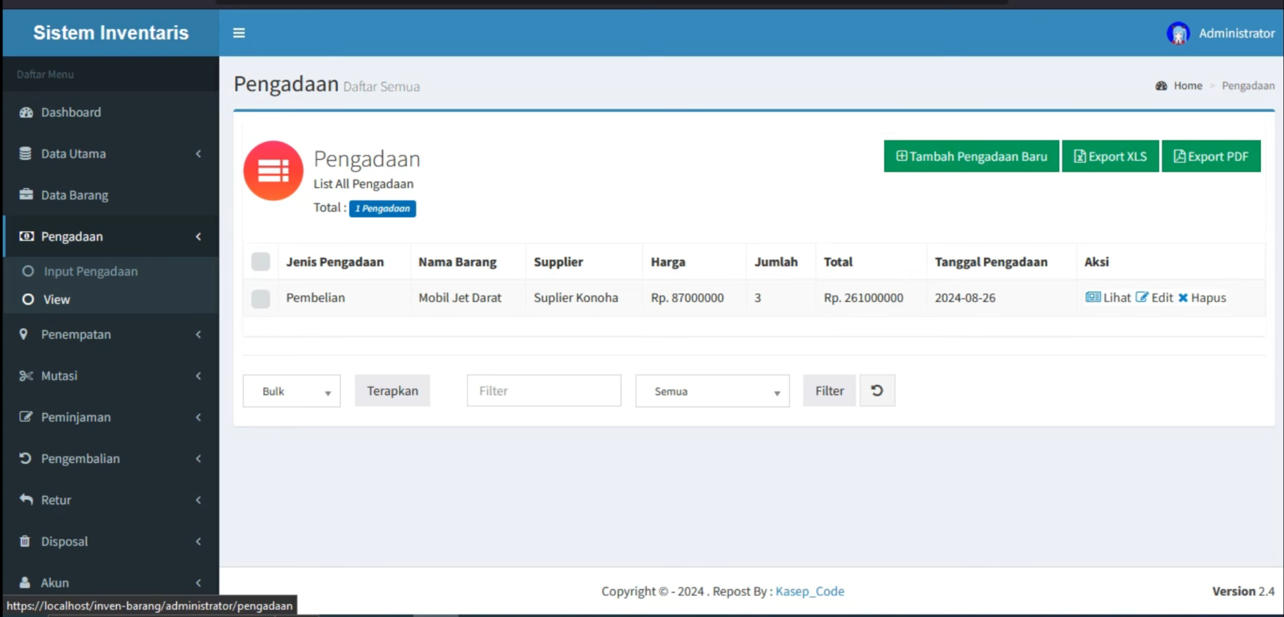 Aplikasi Inventaris Online | Source code inventaris CodeIgniter 3 | Download Sistem Inventaris| myql