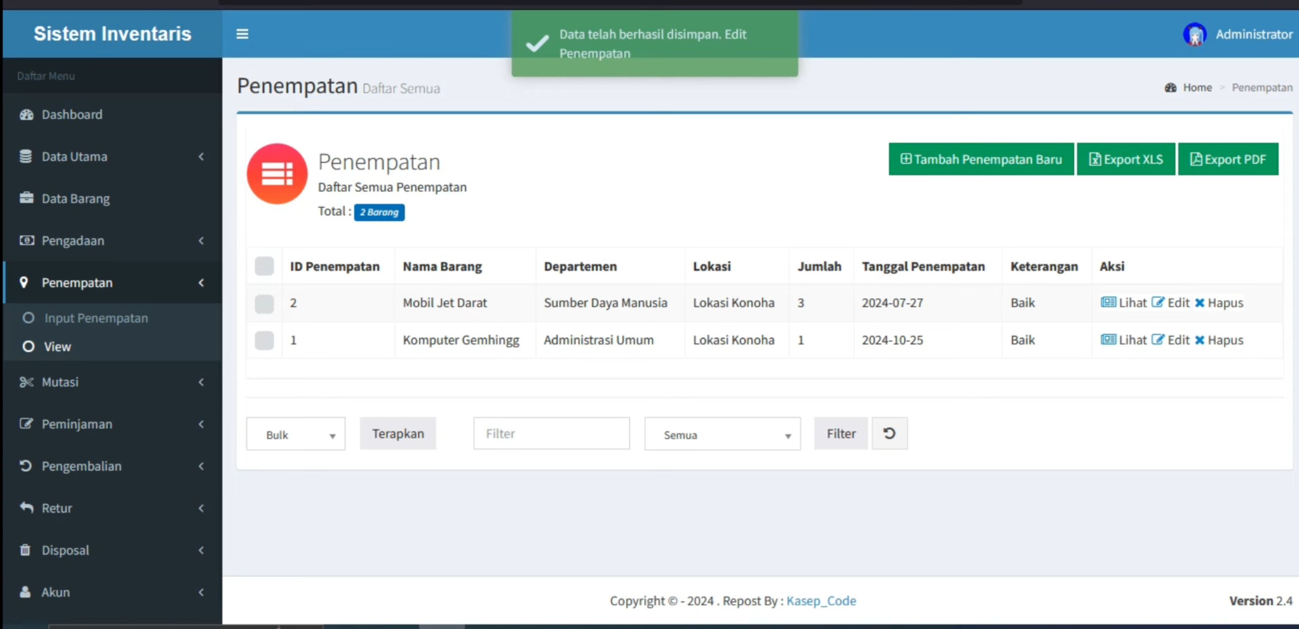 Aplikasi Inventaris Online | Source code inventaris CodeIgniter 3 | Download Sistem Inventaris| myql