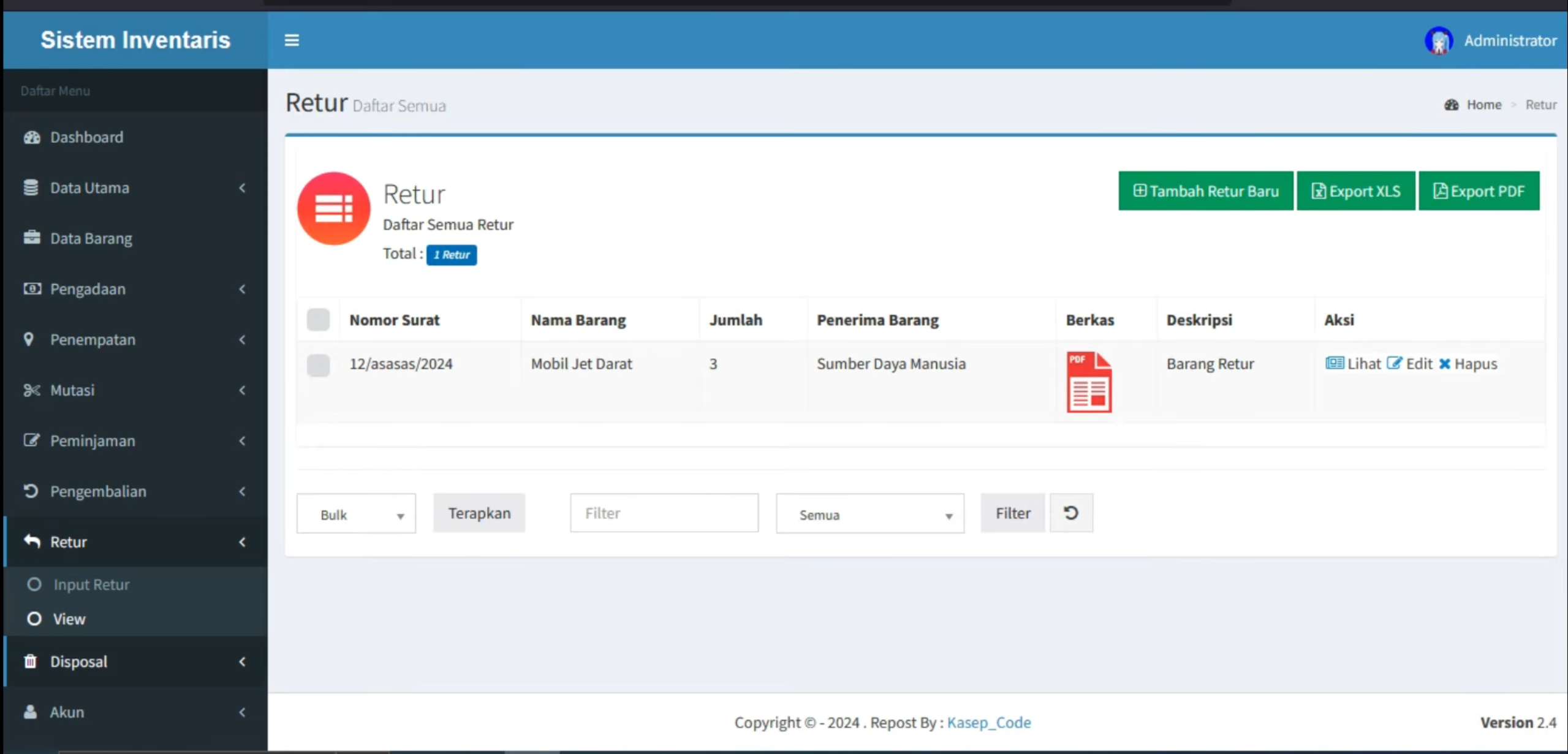Aplikasi Inventaris Online | Source code inventaris CodeIgniter 3 | Download Sistem Inventaris| myql
