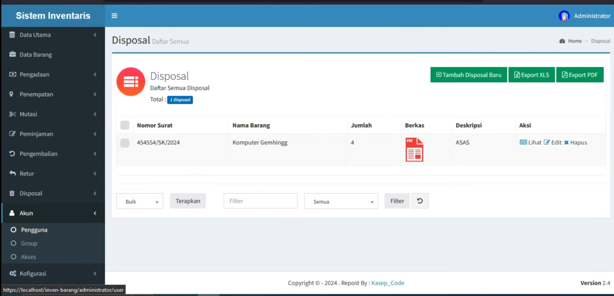 Aplikasi Inventaris Online | Source code inventaris CodeIgniter 3 | Download Sistem Inventaris| myql