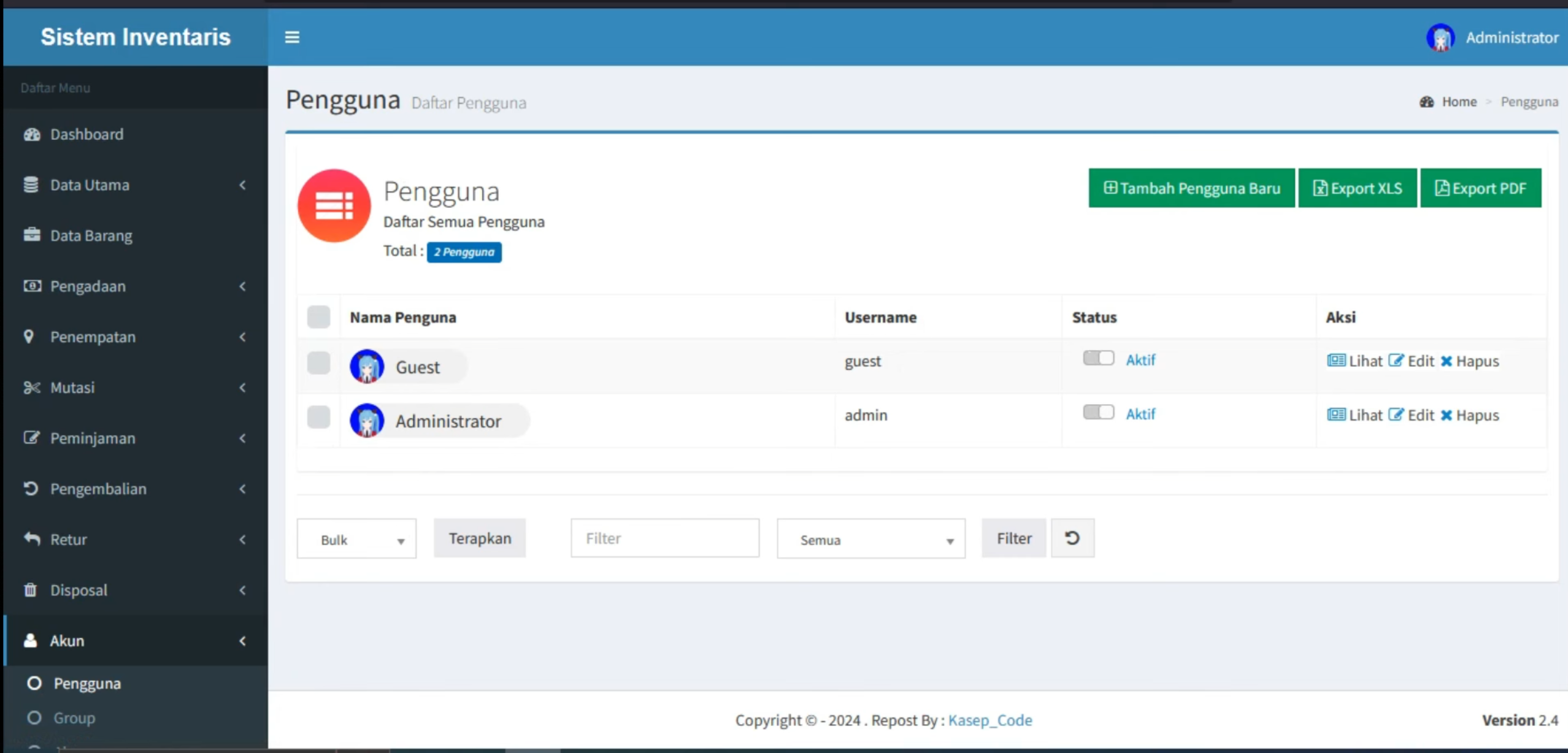 Aplikasi Inventaris Online | Source code inventaris CodeIgniter 3 | Download Sistem Inventaris| myql