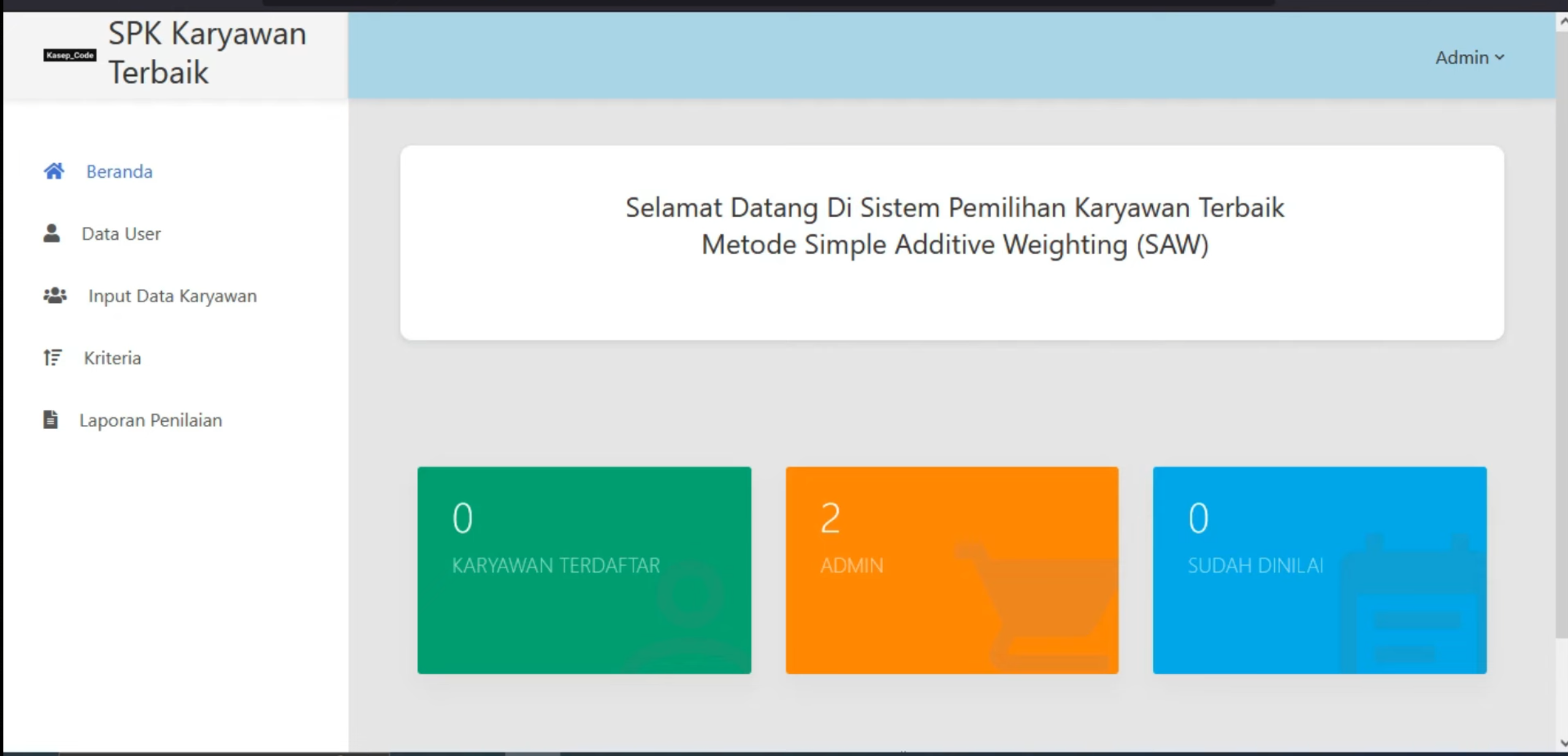 Website SPK SAW | Source Code SPK Penilaian Pegawai SAW | SPK SAW Pemilihan Pegawai Terbaik | Ci3