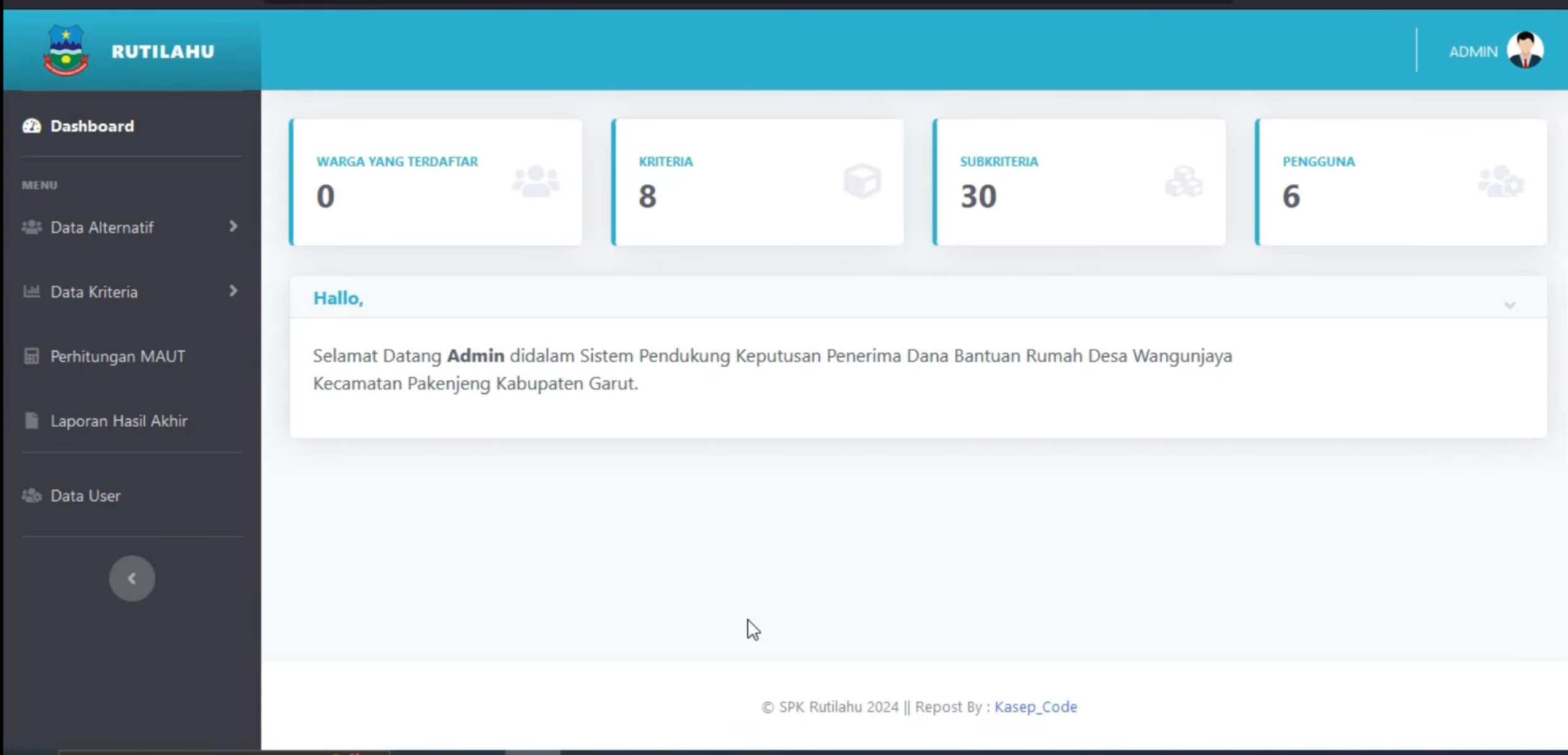 Website SPK MAUT | SPK Pemilihan Penerima Bantuan Metode MAUT | Codeigniter 3 | Download Source Code