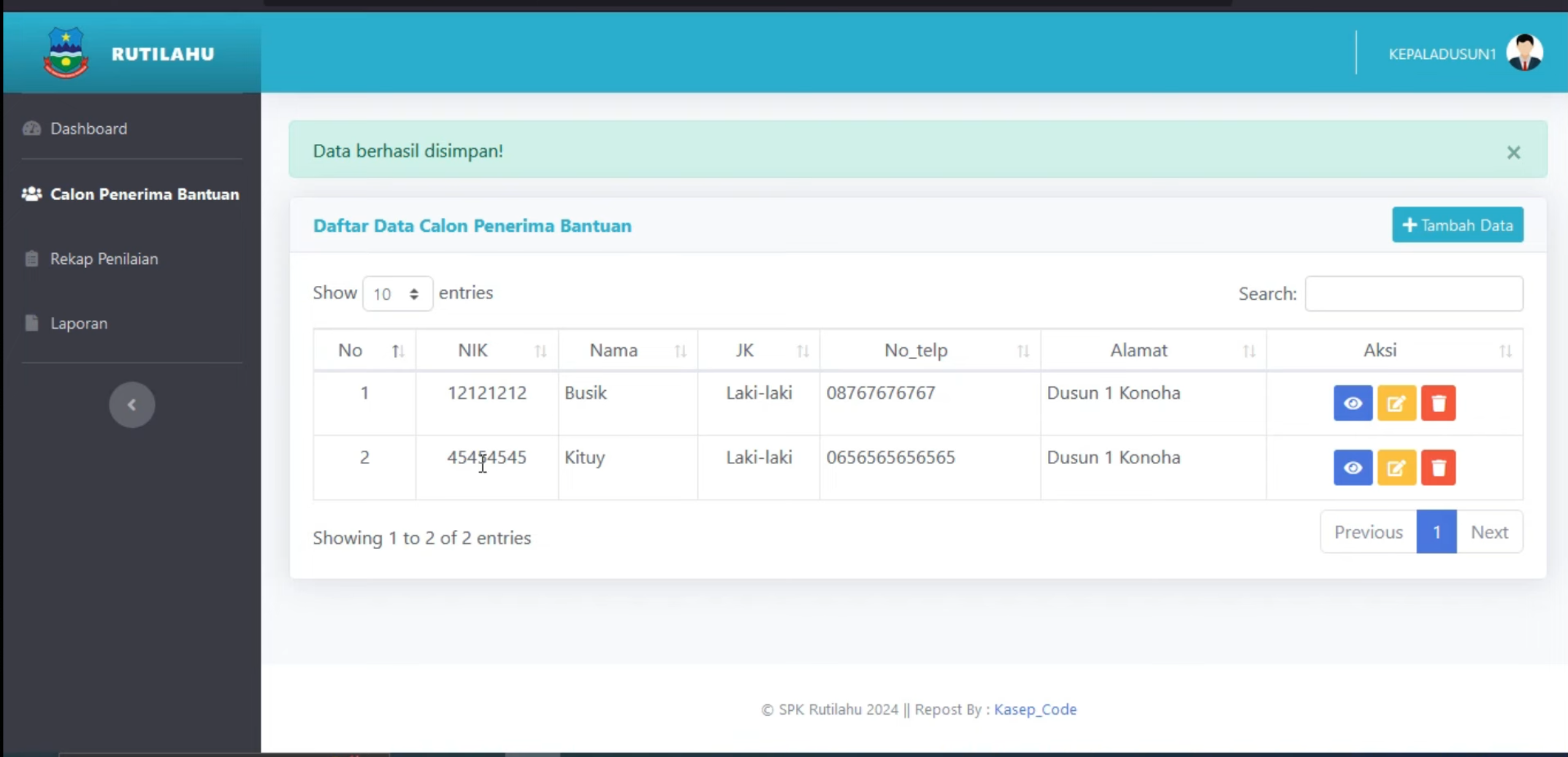 Website SPK MAUT | SPK Pemilihan Penerima Bantuan Metode MAUT | Codeigniter 3 | Download Source Code