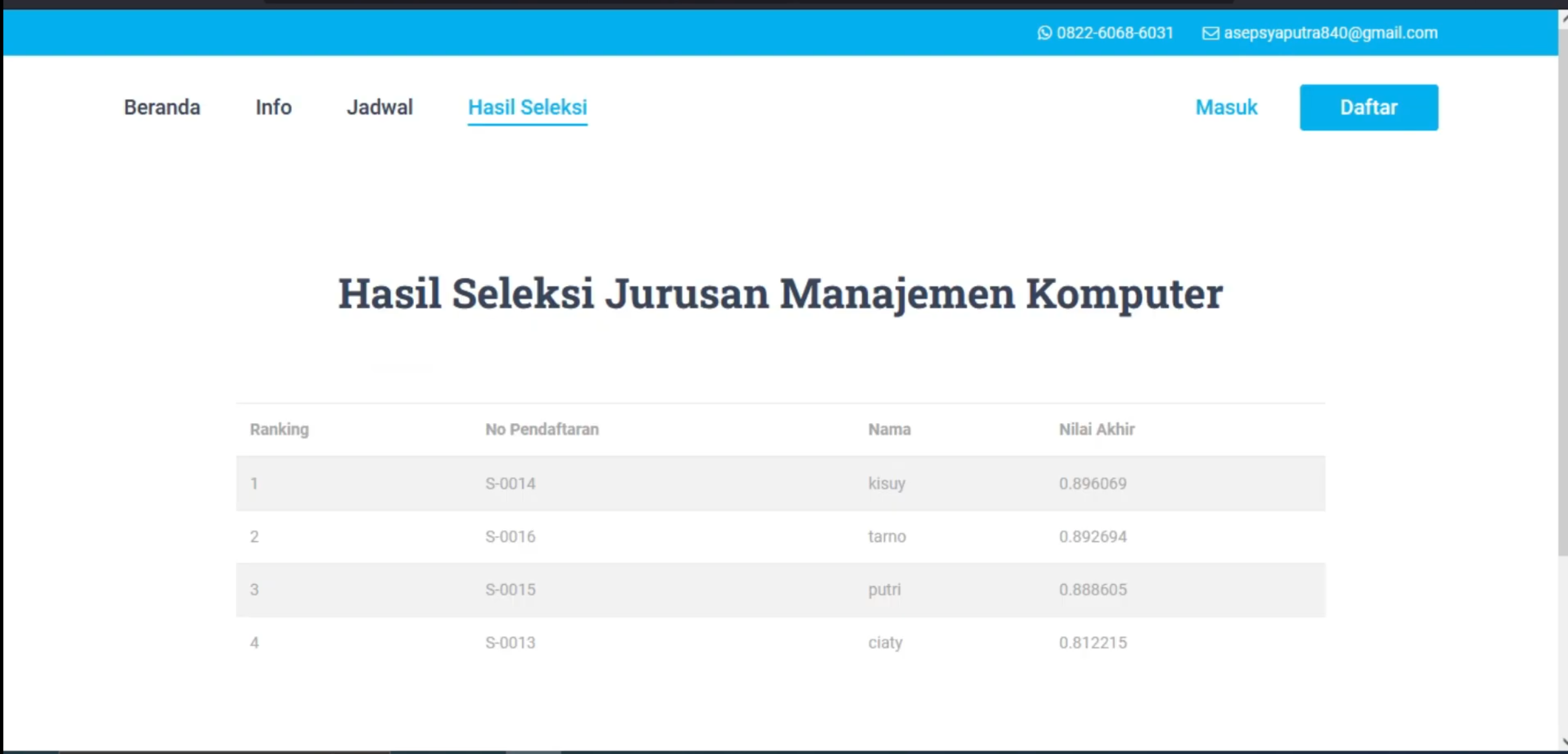 PPDB Online | Source Code SPK PPDB Metode SAW | Download Aplikasi PPDB menggunakan Metode SAW | PHP